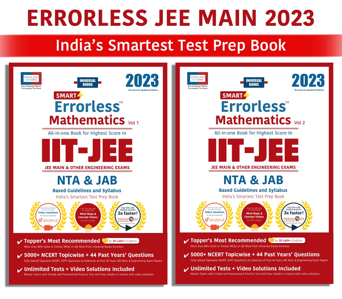 Smart Errorless Mathematics JEE Main 2023  (Vol 1 & 2) | JAB NTA Based | Indias Smartest Test Prep Book | Video Concepts & So