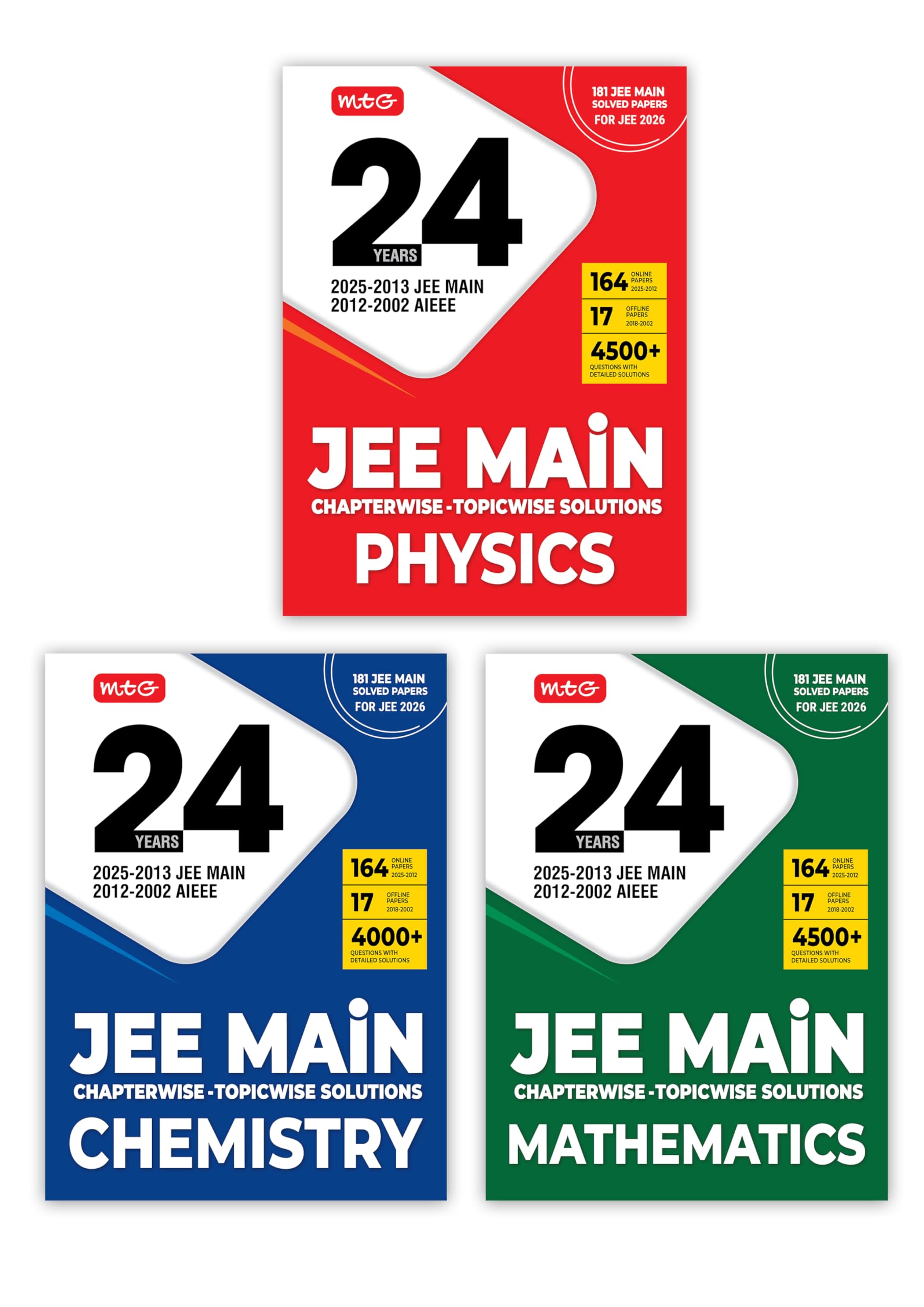 MTG 24 Years JEE MAIN (20252002) Chapterwise Topicwise Previous Years Solved Papers Physics, Chemistry & Mathematics PYQ Book F