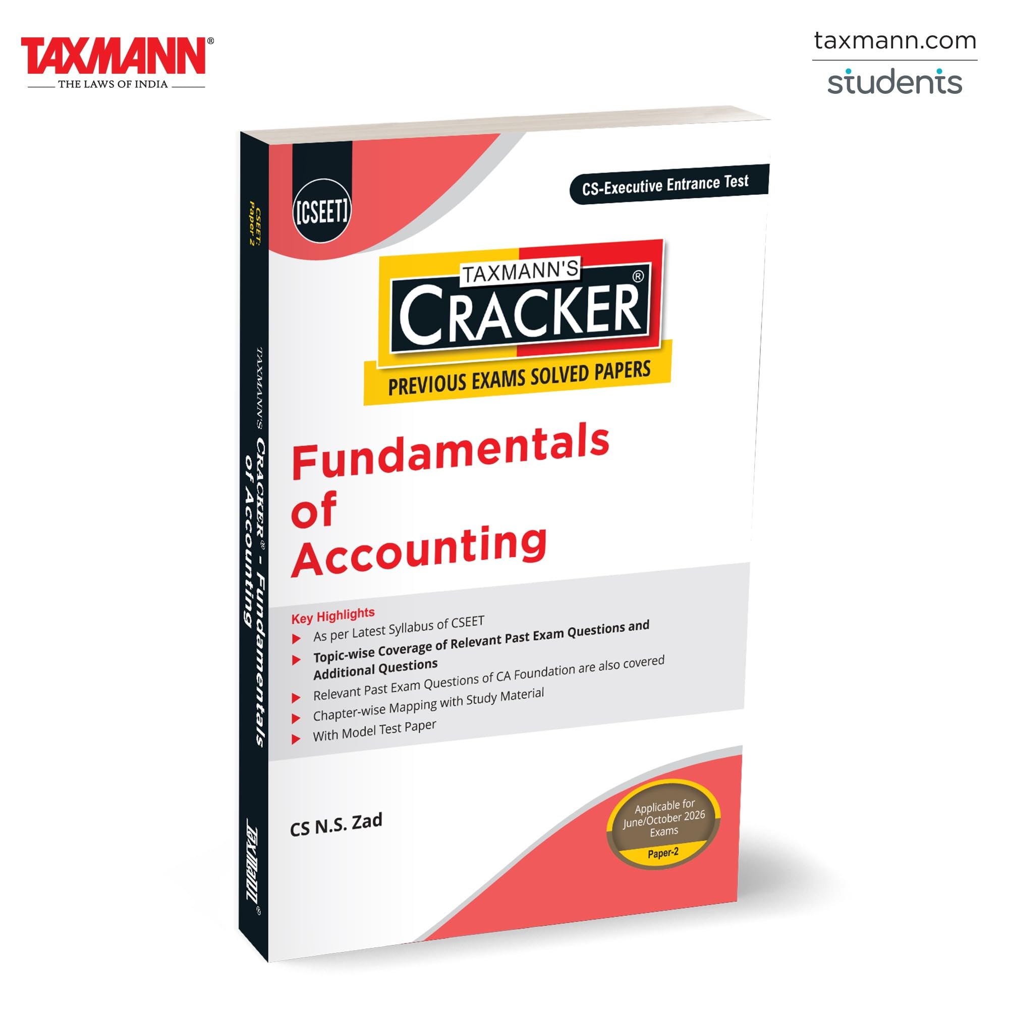 Taxmanns CRACKER for Fundamentals of Accounting (Paper 2)  Covering Full Content with Attemptwise Past Exam Questions | MTPs