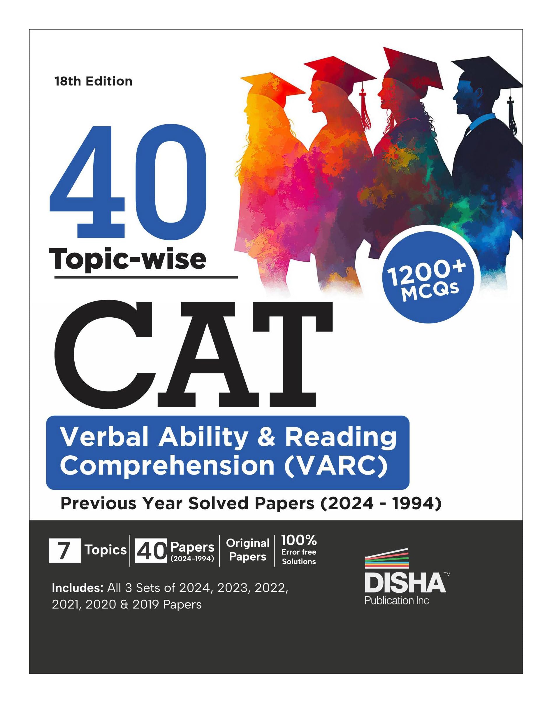 40 TopicWise Cat Verbal Ability & Reading Comprehension (Varc) Previous Year Solved Papers (2024  1994) 18Th Edition | Previou