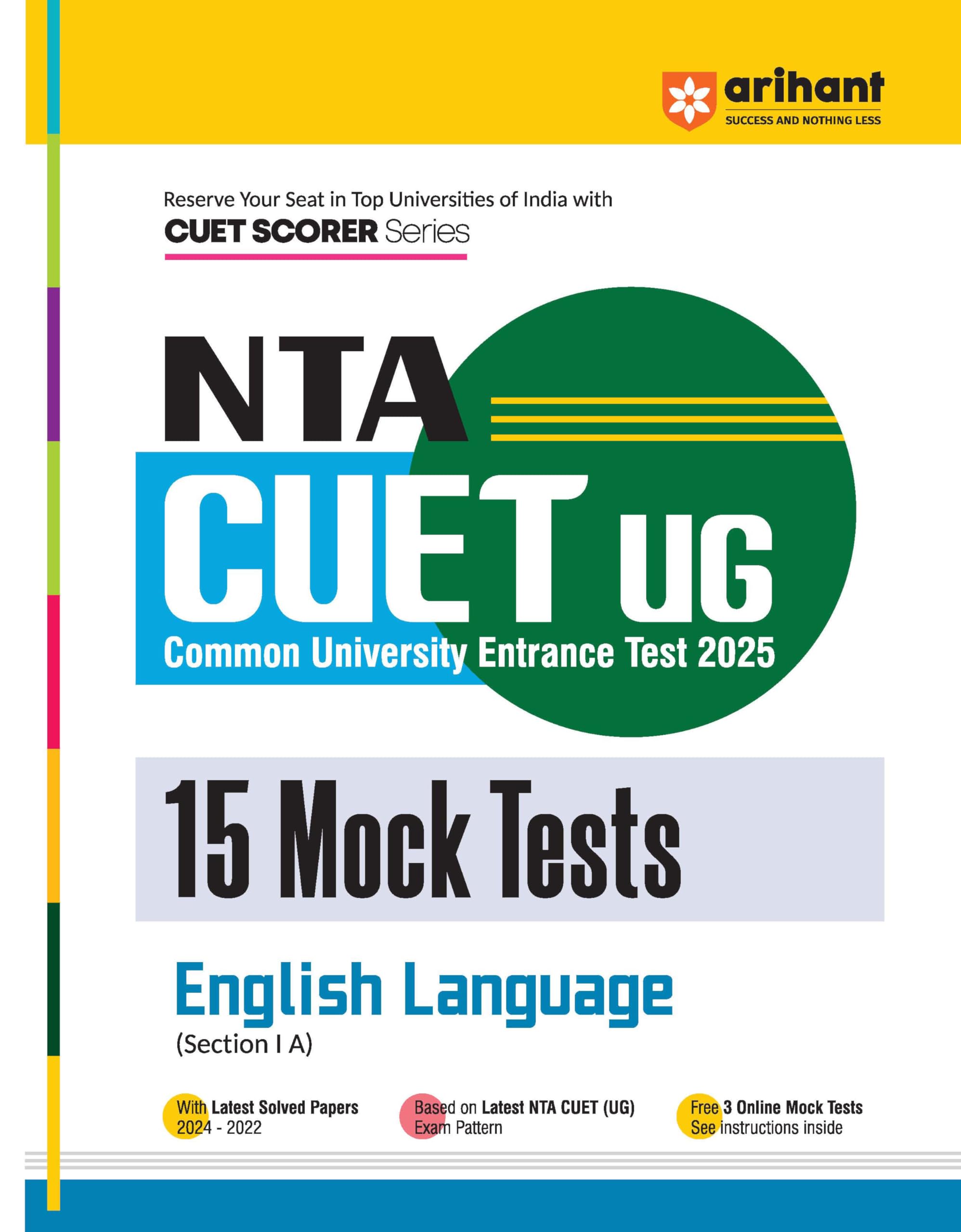 (Old Edition) Arihant NTA CUET UG 2024 15 Mock Tests for English Language (Section I A) Exam 2024