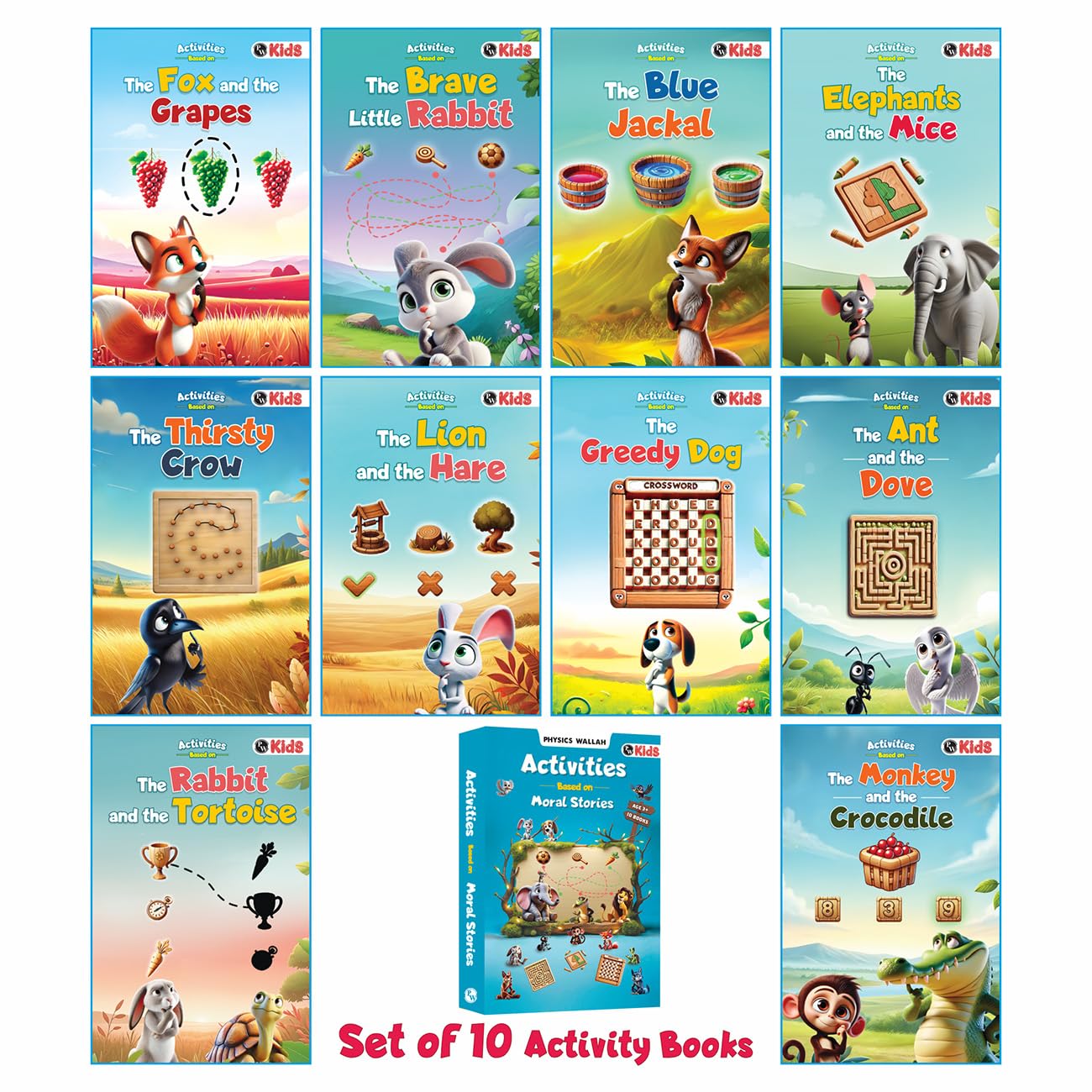 Set Of 10 Moral Story Books For Kids With Activities, Free 500+ Worksheets With Parenting Tips, Short Illustrated Bedtime Storie