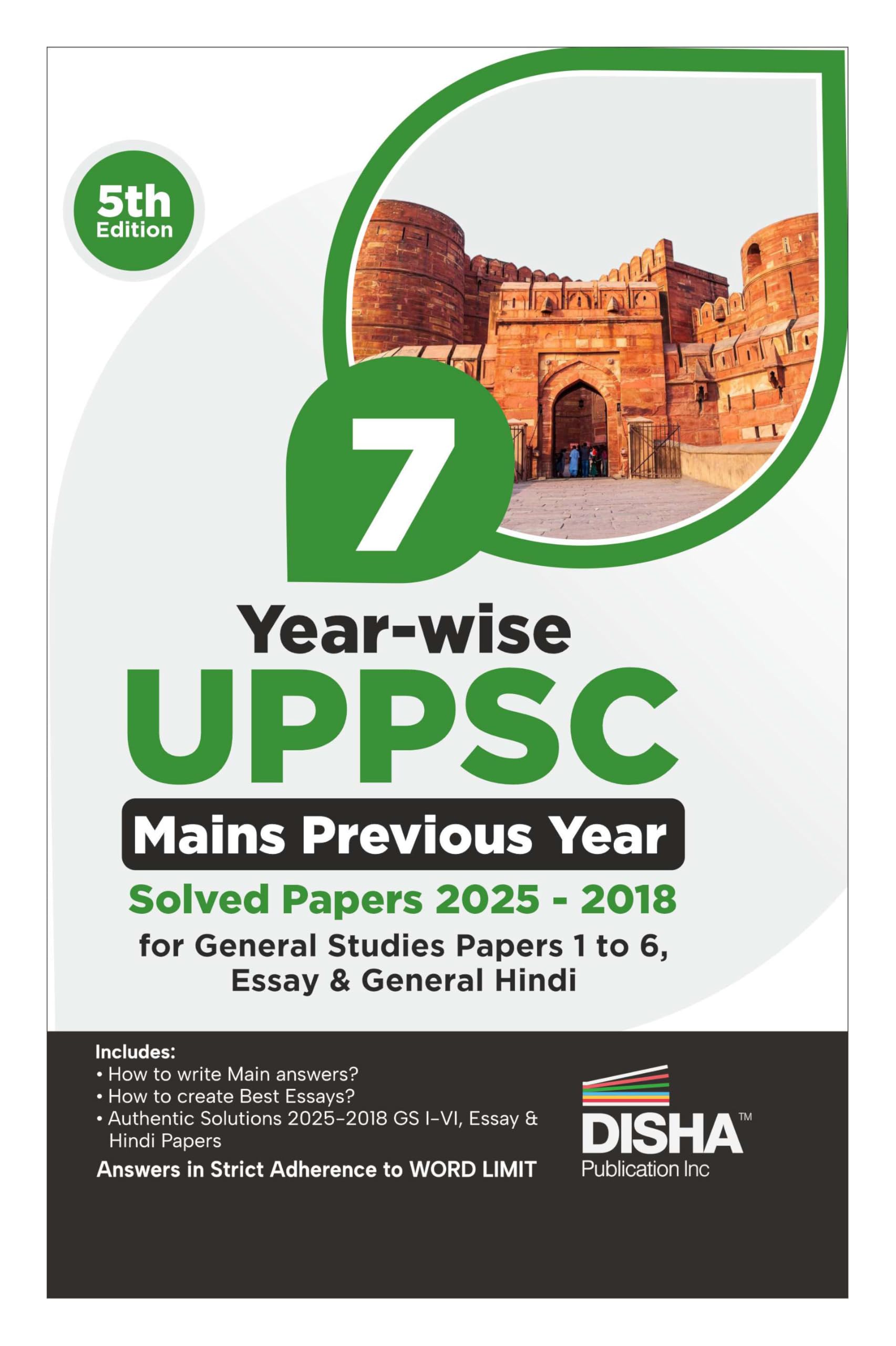 Disha 7 YearWise Uppsc Mains Previous Year Solved Papers (2025  2018) For General Studies Papers 1 To 6, Essay & General Hindi