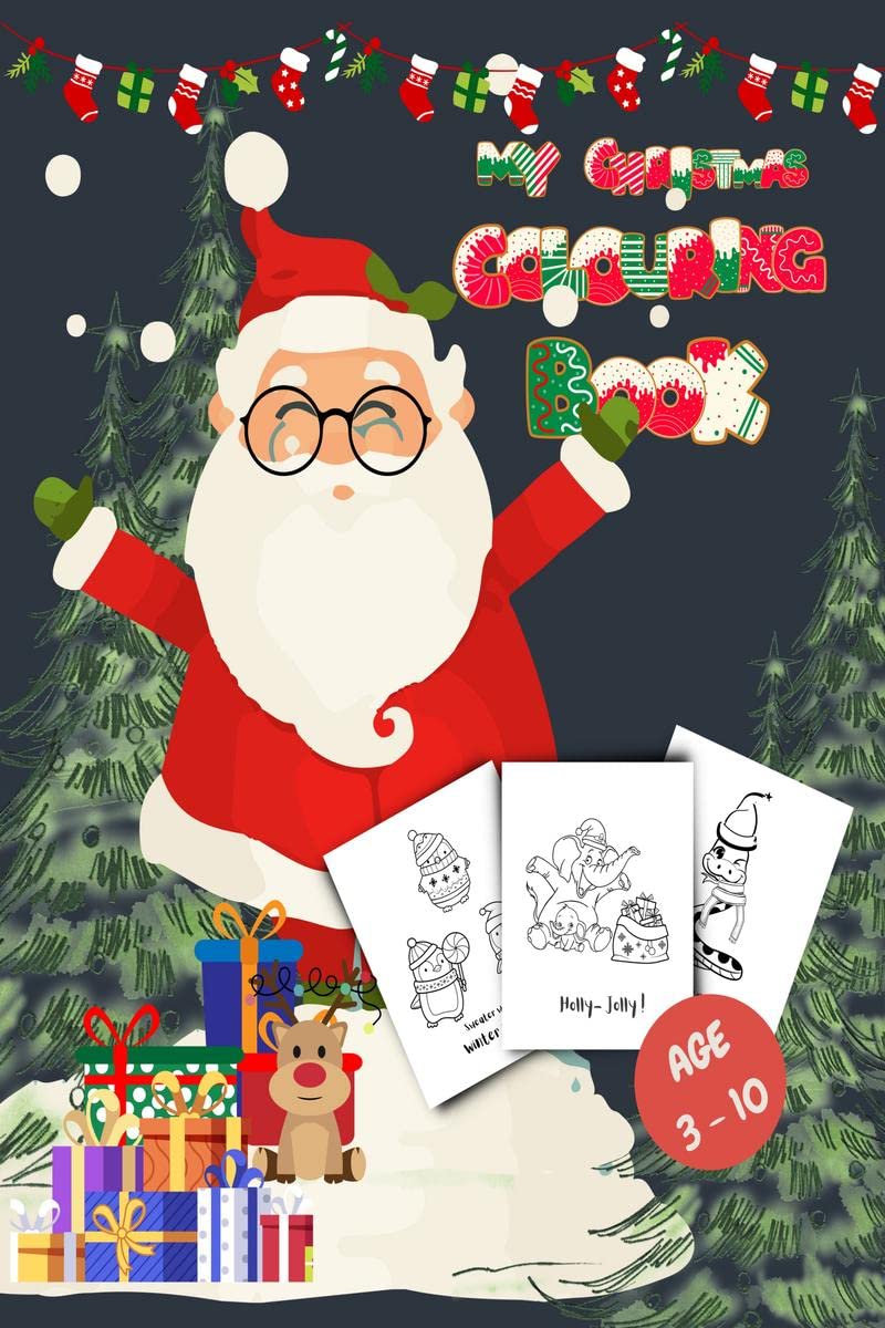 kids colouring book : Christmas special, animal themed illustrations for colouring.