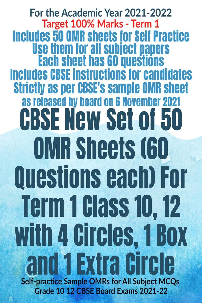 CBSE New Set of 50 OMR Sheets (60 Questions each) For Term 1 Class 10, 12 with 4 Circles, 1 Box and 1 Extra Circle : Selfpracti