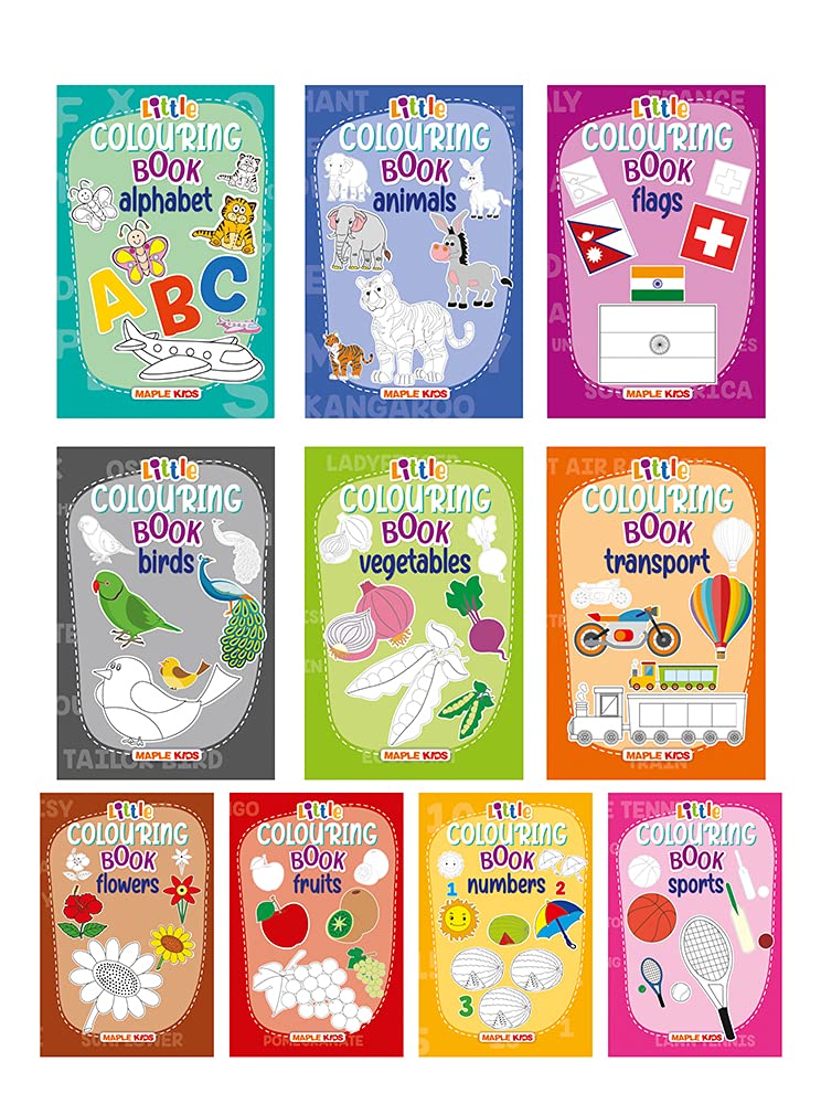 Little Colouring Books For Kids (Set Of 10 Books)  Gift To Children For Painting, Drawing And Colouring  Vegetables, Transport