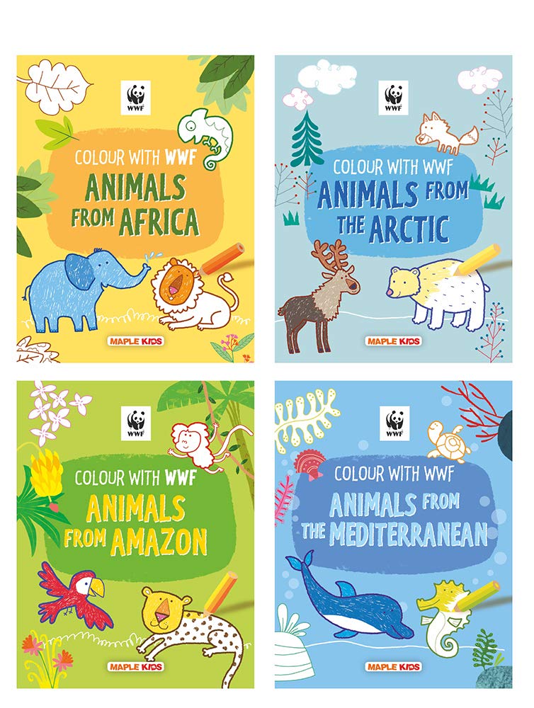 Jumbo Colouring Books (Set Of 4 Books)  Animals From Africa, Amazon, Artic And Mediterranean