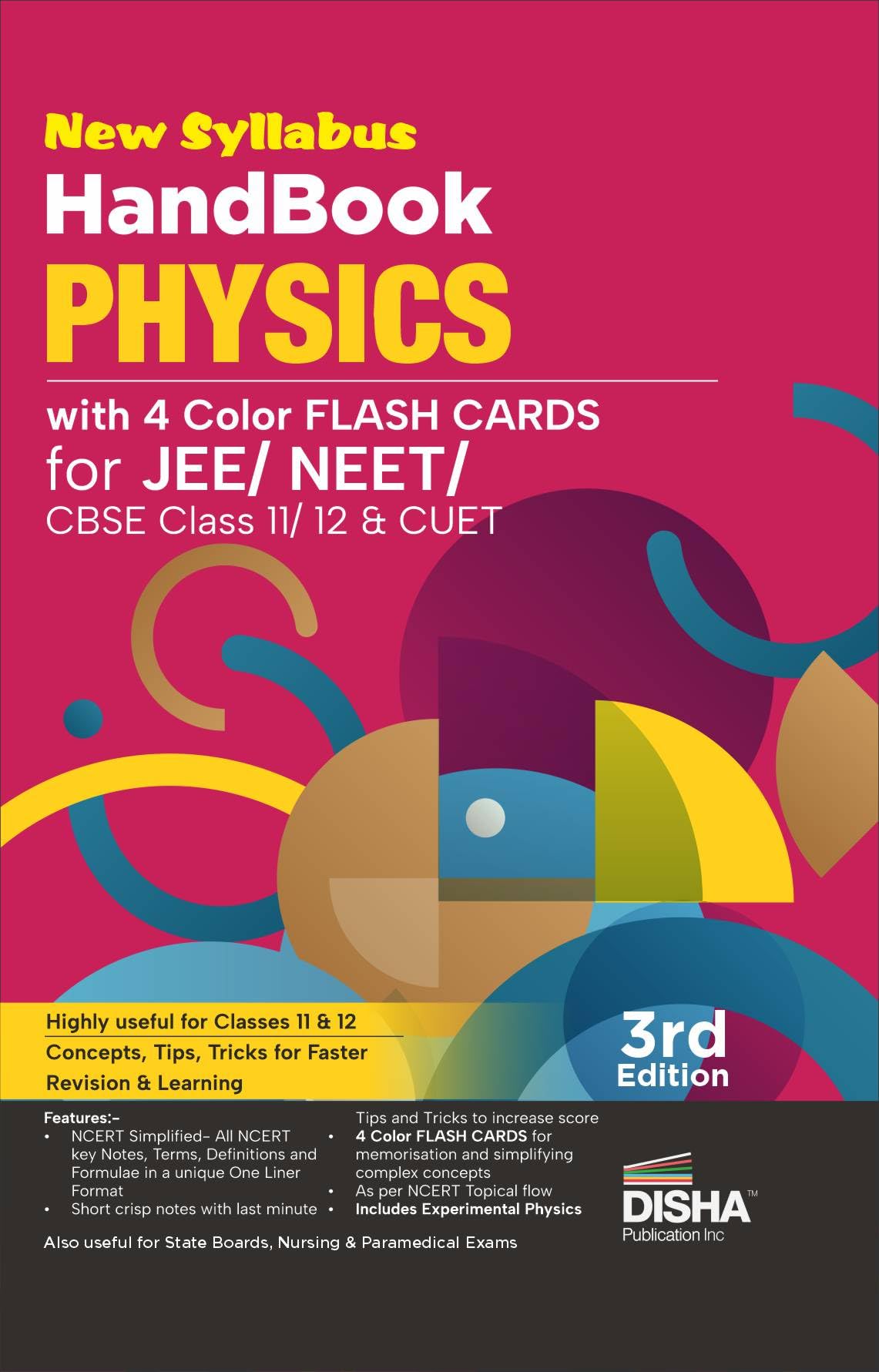 Disha New Syllabus Handbook Physics With 4 Color Flash Cards For Jee, Neet, Cbse Class 11/ 12 & Cuet  3Rd Edition | Complete Nc