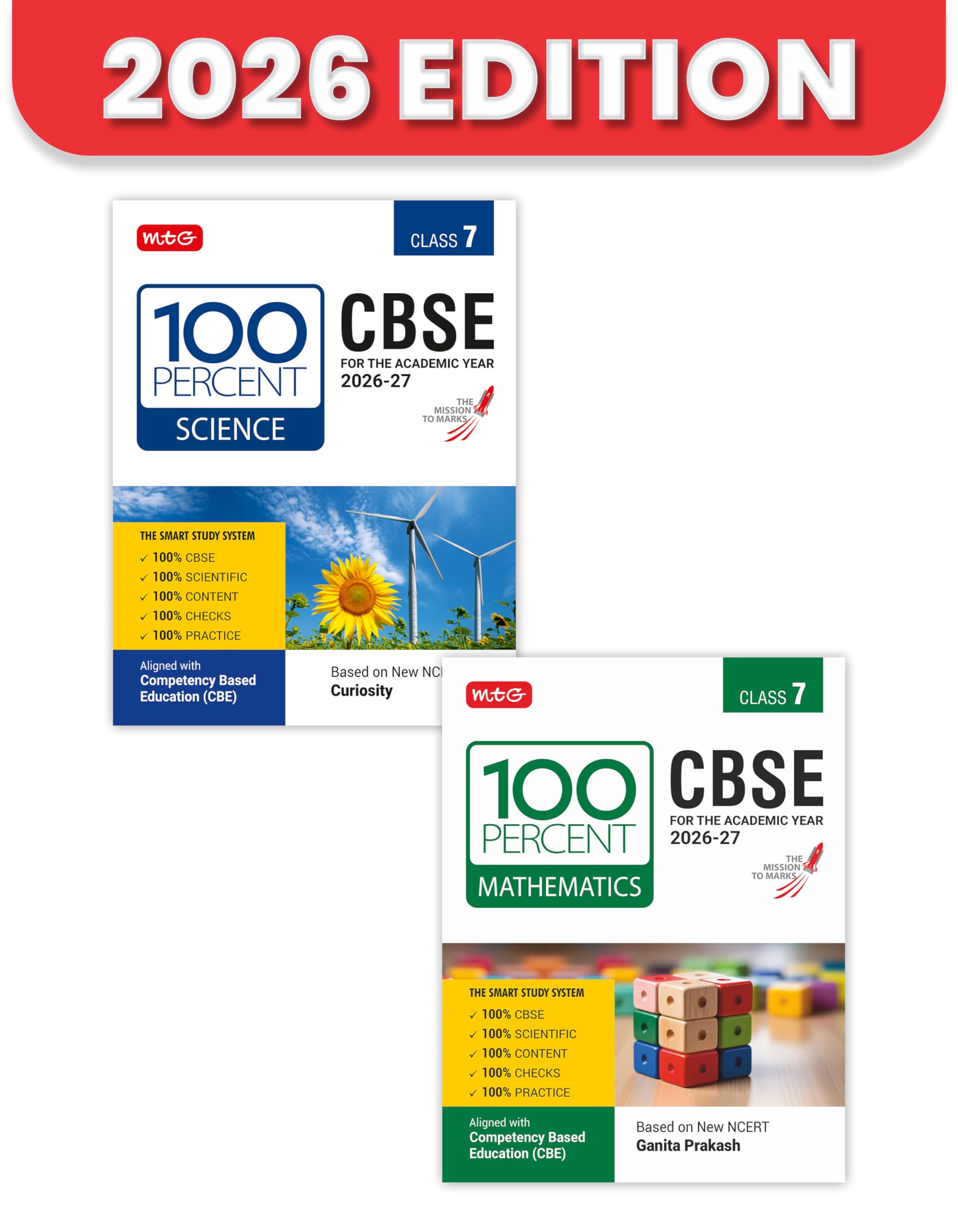 MTG 100 Percent NCERT & CBSE Science, Mathematics Class 7 For 202627 Exam (Set of 2) | As Per Revised NCERT Textbooks Syllabus 