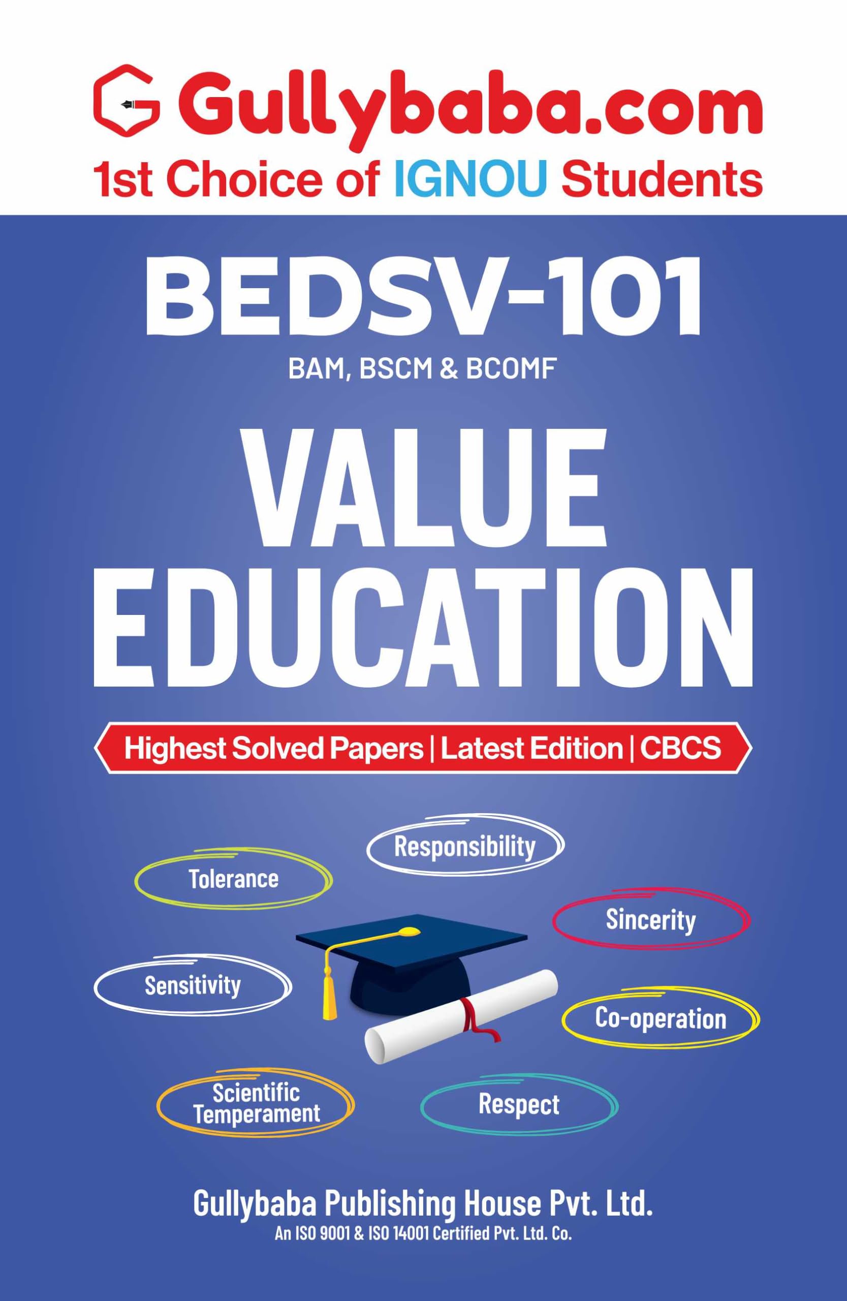 Gullybaba IGNOU BCOMF 2nd Sem BEDSV101 Value Education in English  Latest Edition IGNOU Help Book with Solved Previous Years