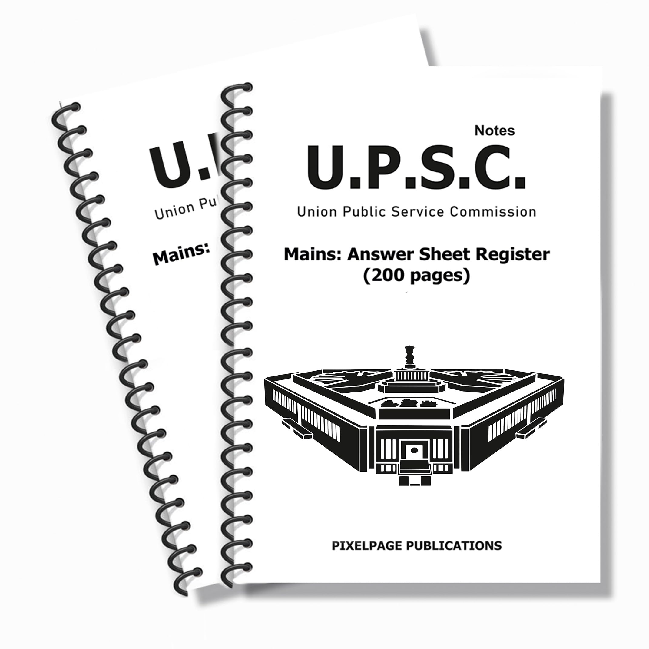 PIXELPAGE [Set of 2] UPSC mains Answer Sheet Blank Register for Exam Prep: Your Path to Victory with 200 pages of A4 size
