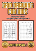 How to Draw a Castle (Using Grids)  Grid Drawing for Kids: This book will show you how to draw a castle, using a step by step a