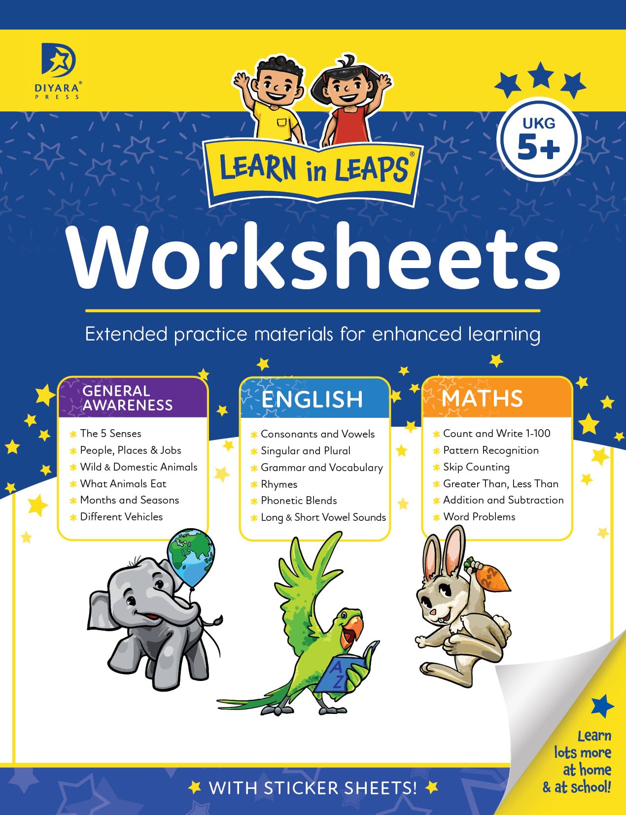 Learn In Leaps Worksheets  General Awareness, English & Maths UKG 5+