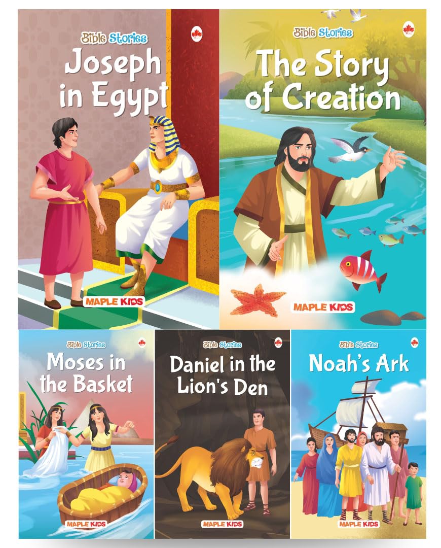 Story Books for Kids  Bible Stories (Set of 5 books)  The Story of Creation, Noahs Ark, Joseph in Egypt, Moses in the Basket, 
