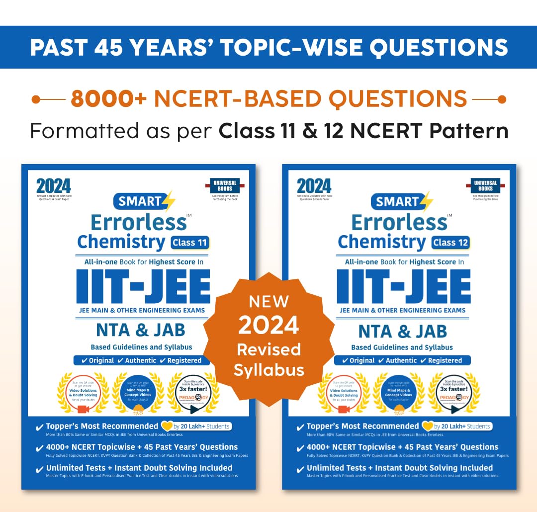 Smart Errorless Chemistry JEE(Main and Advanced) Class 11 & 12(2024)  NCERT Based | 8000+ NCERT & New Pattern Questions | 45 Pa