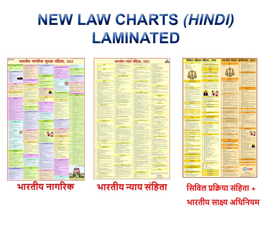 NEW HINDI LAW CHARTS ( Set of 3 ) | LAMINATED