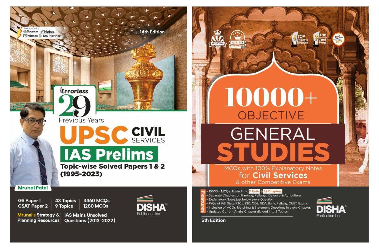 Combo (set of 2 Books) Dishas Bestseller 29 Years UPSC & State PSC Civil Services Solved Papers with Objective 10000+ General 