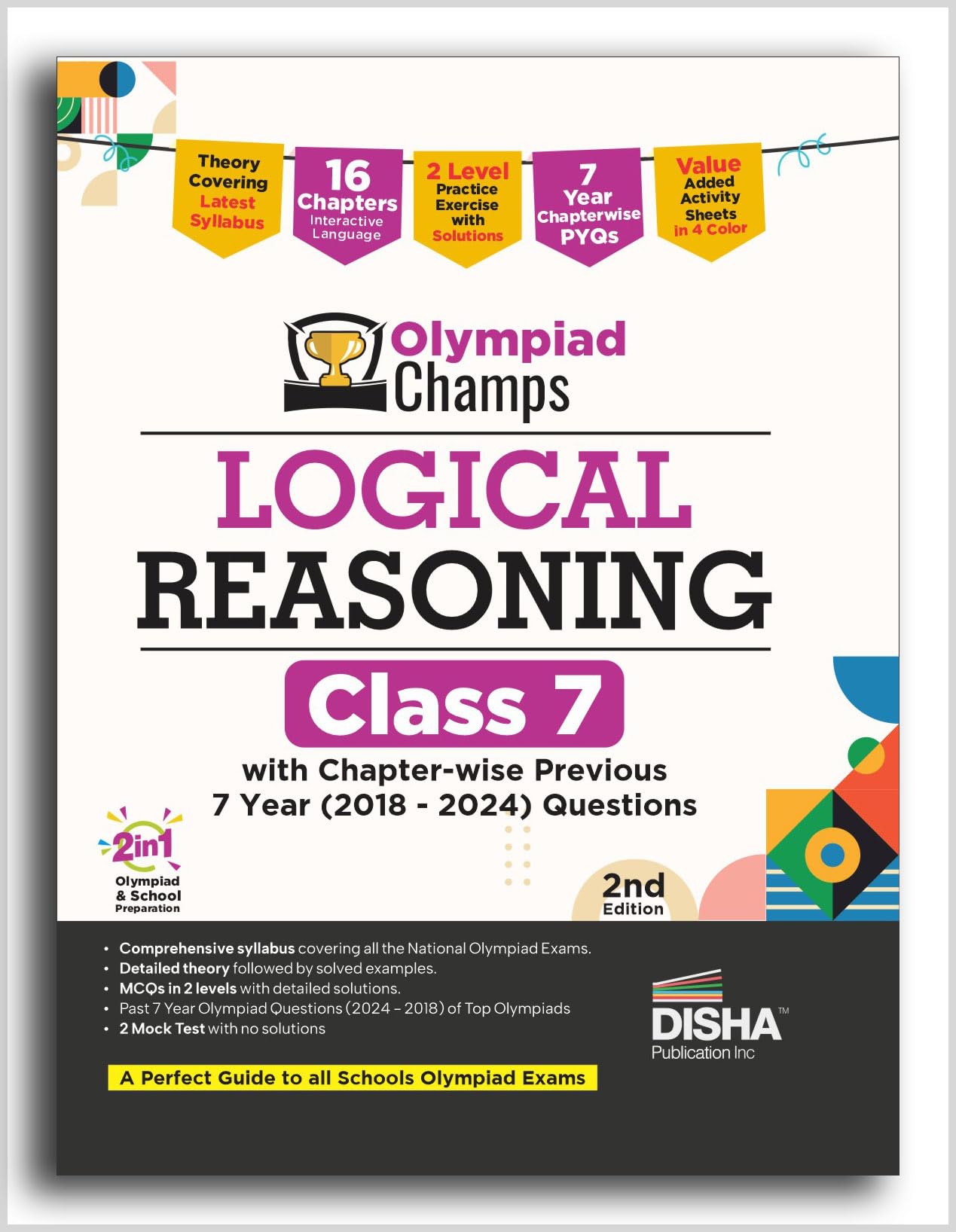 Disha Olympiad Champs Logical Reasoning Class 7 With ChapterWise Previous 7 Year (2018  2024) Questions 2Nd Edition | Complete