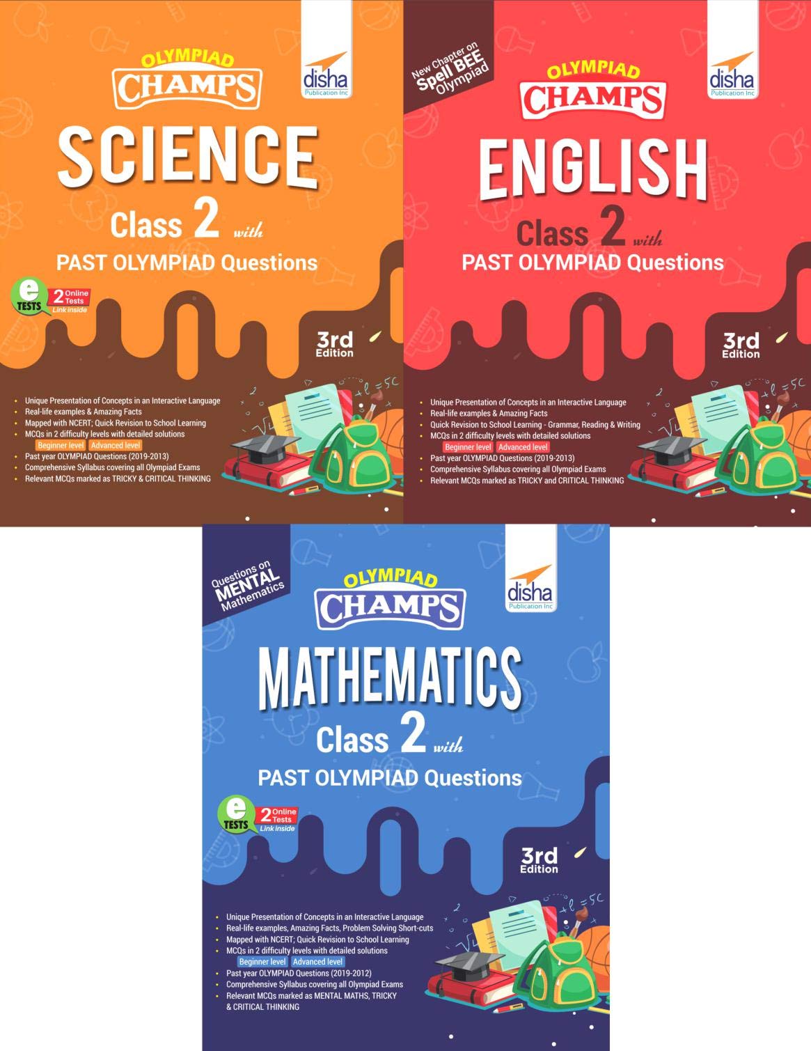 Olympiad Champs Science, Mathematics, English Class 2 With Past Questions 3Rd Edition (Set Of 3 Books)