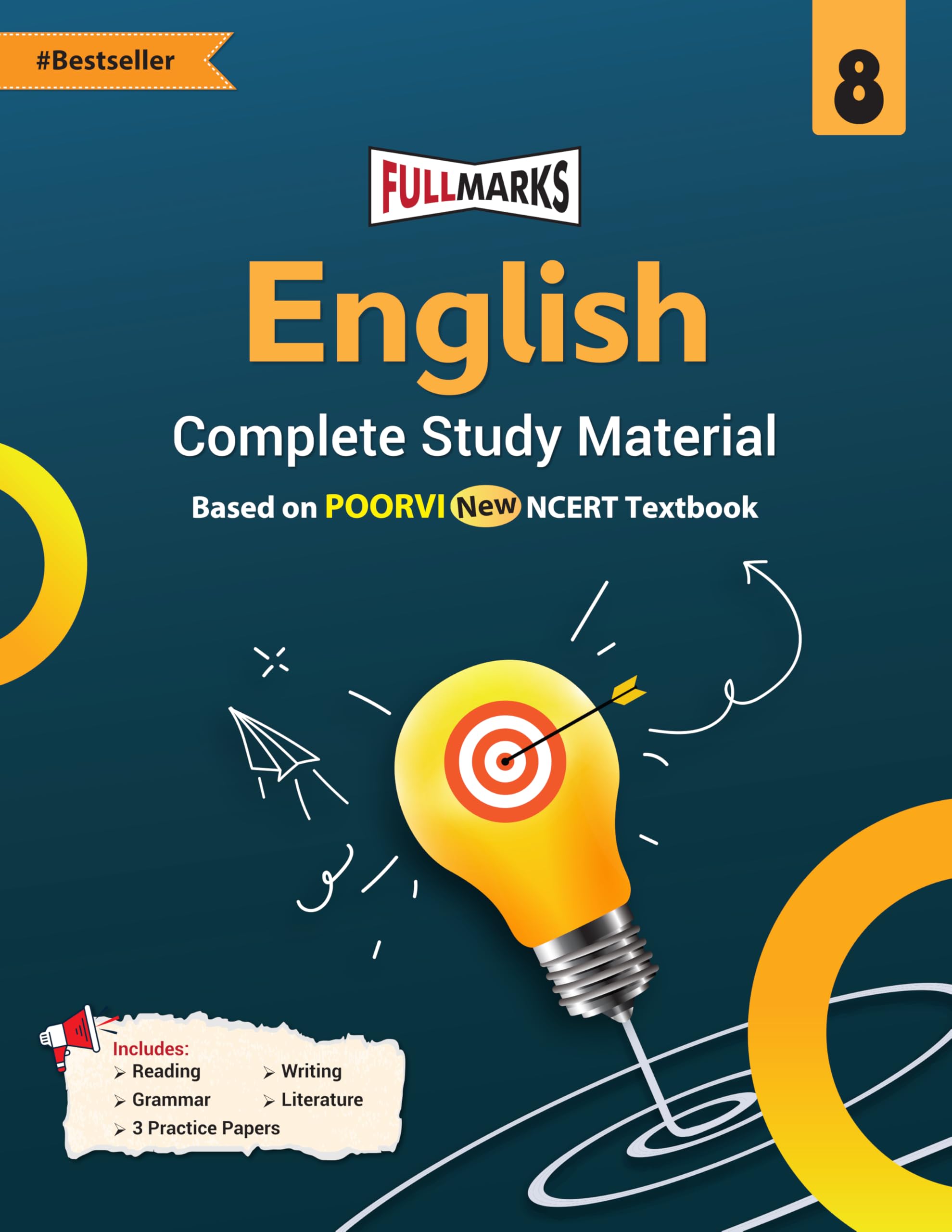 Full Marks English Complete Study Material Class 8 | Based on New NCERT Textbook POORVI and CBSE Syllabus | Includes Chapterwise