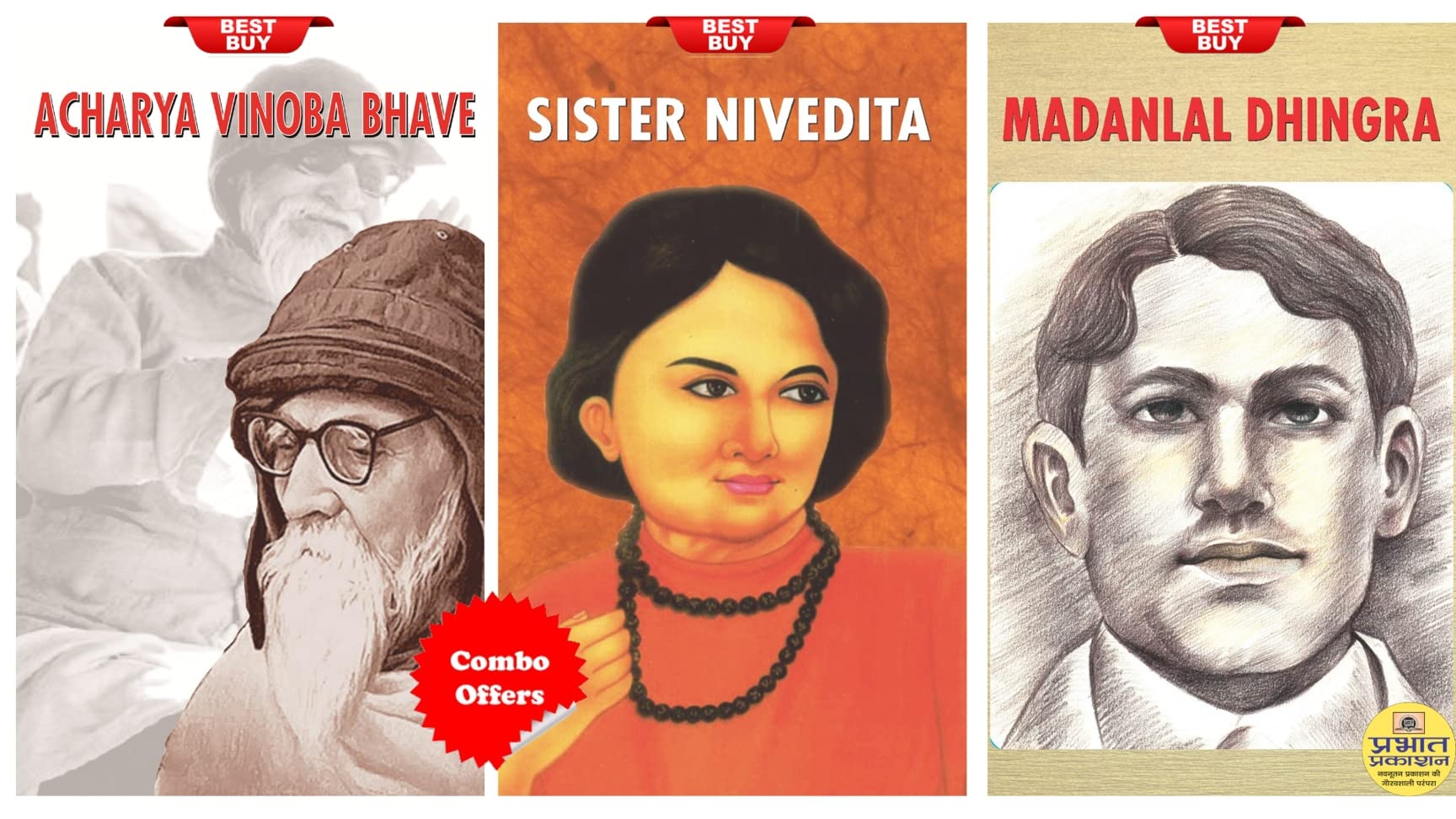Revolutionary Leaders Biographies for Children (Set of 3 Children 2 Color Books) [Acharya Vinoba Bhave + Sister Nivedita + Madan