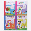 Navneet Theme Copy Colouring Book  Set Of 4 Books  Actions, Sports, Animals & Their Babies, Insects  Painting And Colouring B