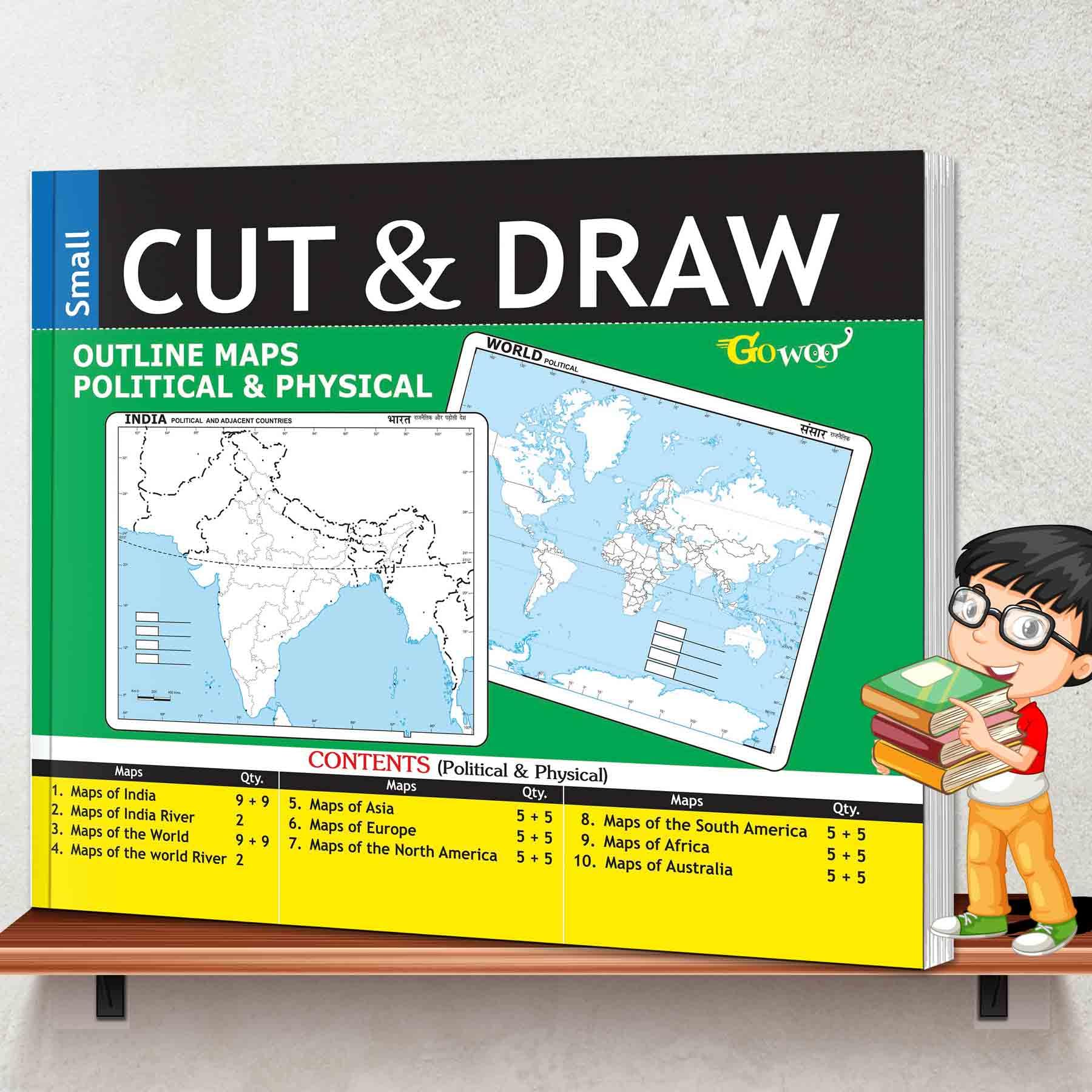 SMALL CUT & DRAW OUTLINE MAPS POLITICAL & PHYSICAL| Promoting Map Analysis Skills.