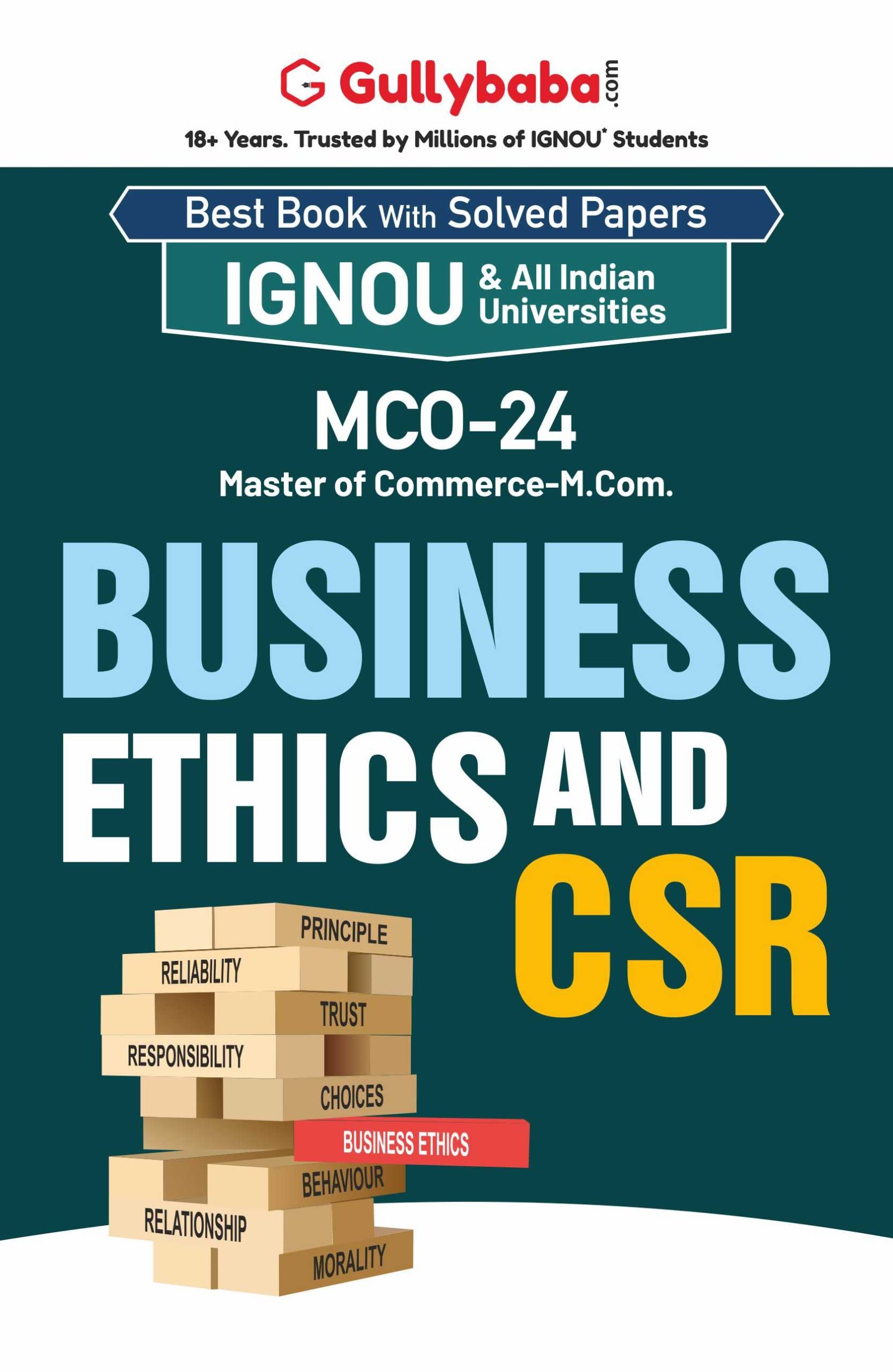 Gullybaba IGNOU MCOM (Revised) 2nd Sem MCO24 Business Ethics and CSR in English