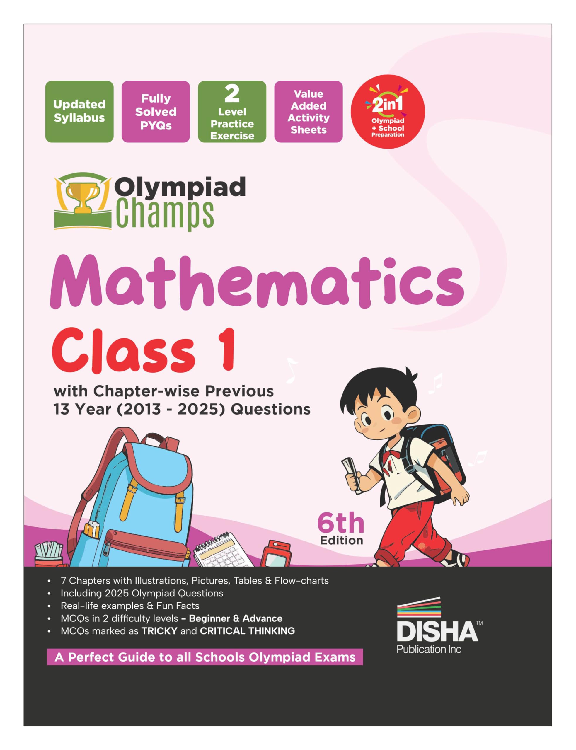 Disha Olympiad Champs Mathematics Class 1 With ChapterWise Previous 13 Year (2013  2025) Questions 6Th Edition | Complete Prep