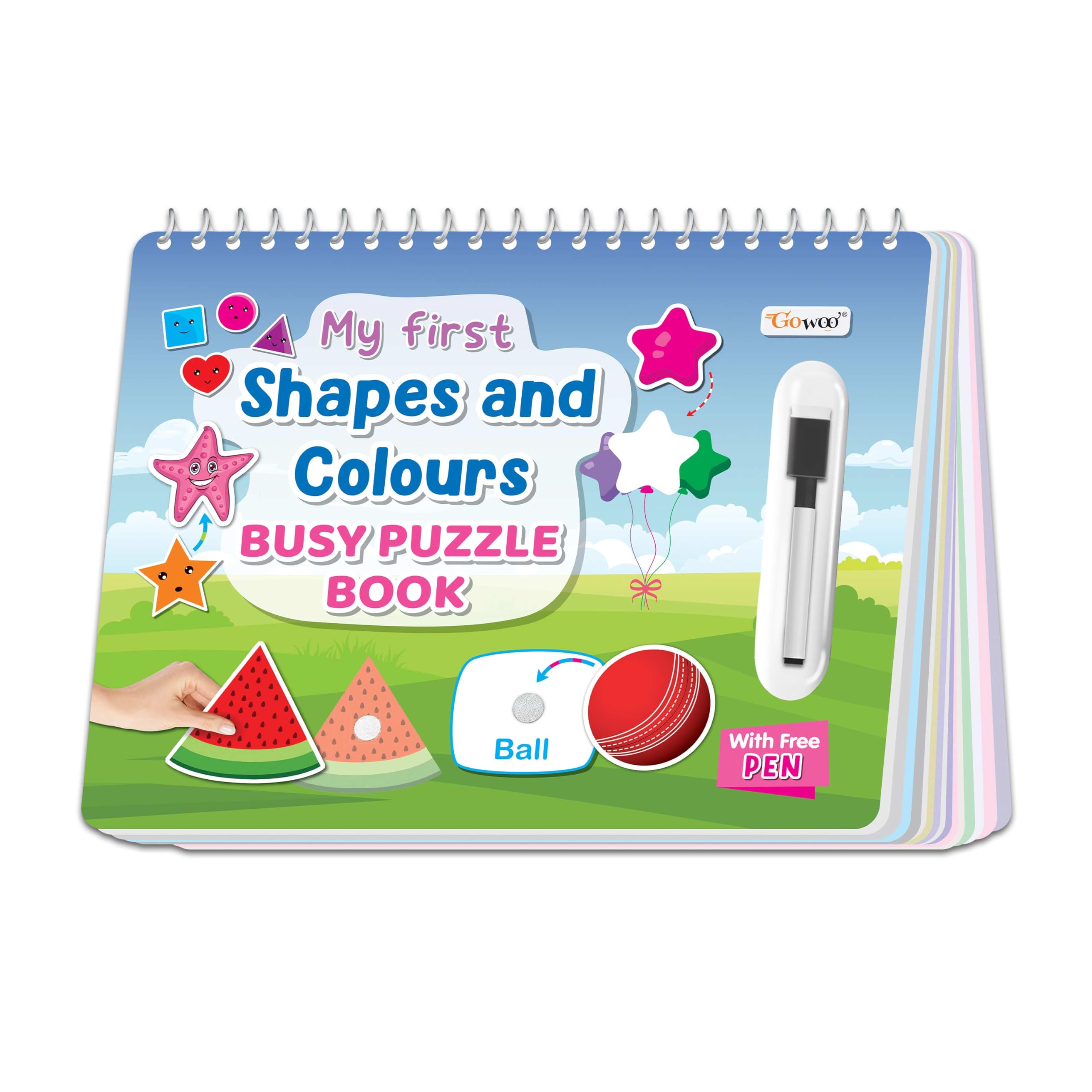 My First Shapes and Colours Busy Puzzle Book: Early Learning Activities, Activity Binder for Children, Book of spiral binding, H