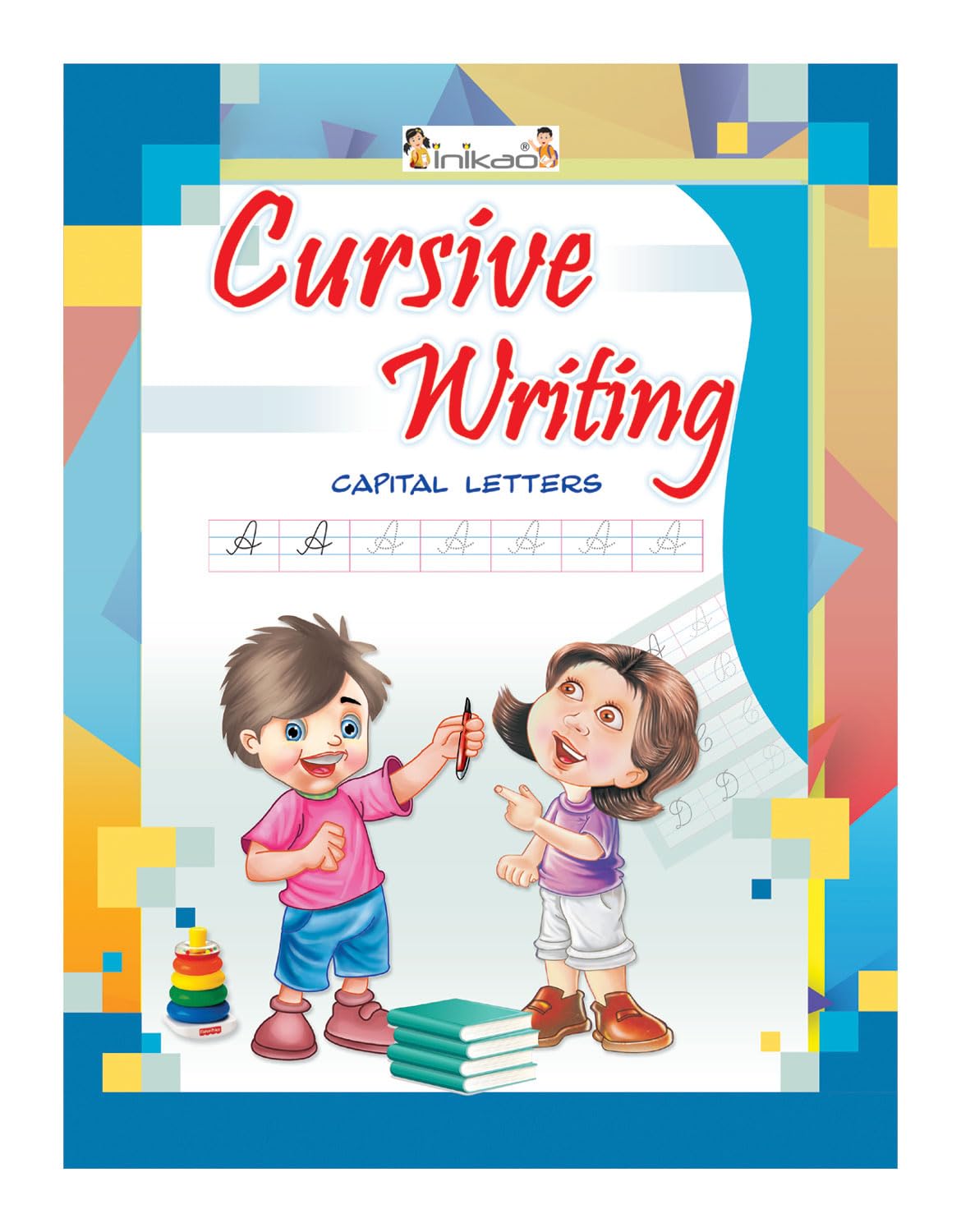 Inikao Cursive Writing Book On Capital Letters For Kids Age 3+ Years | Trace And Write Handwriting Practice Workbook On English 