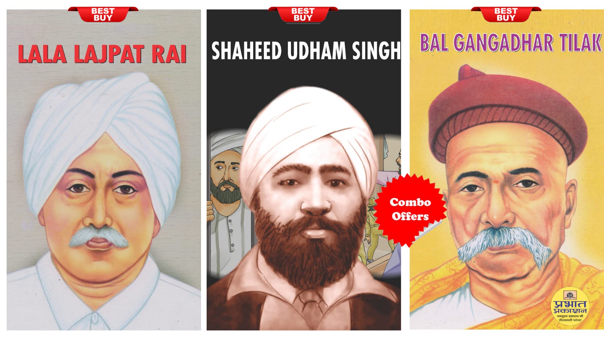 Freedom Fighter Biographies for Children (Set of 3 Children 2 Color Books) [Lala Lajpat Rai + Bal Gangadhar Tilak + Shaheed Udha
