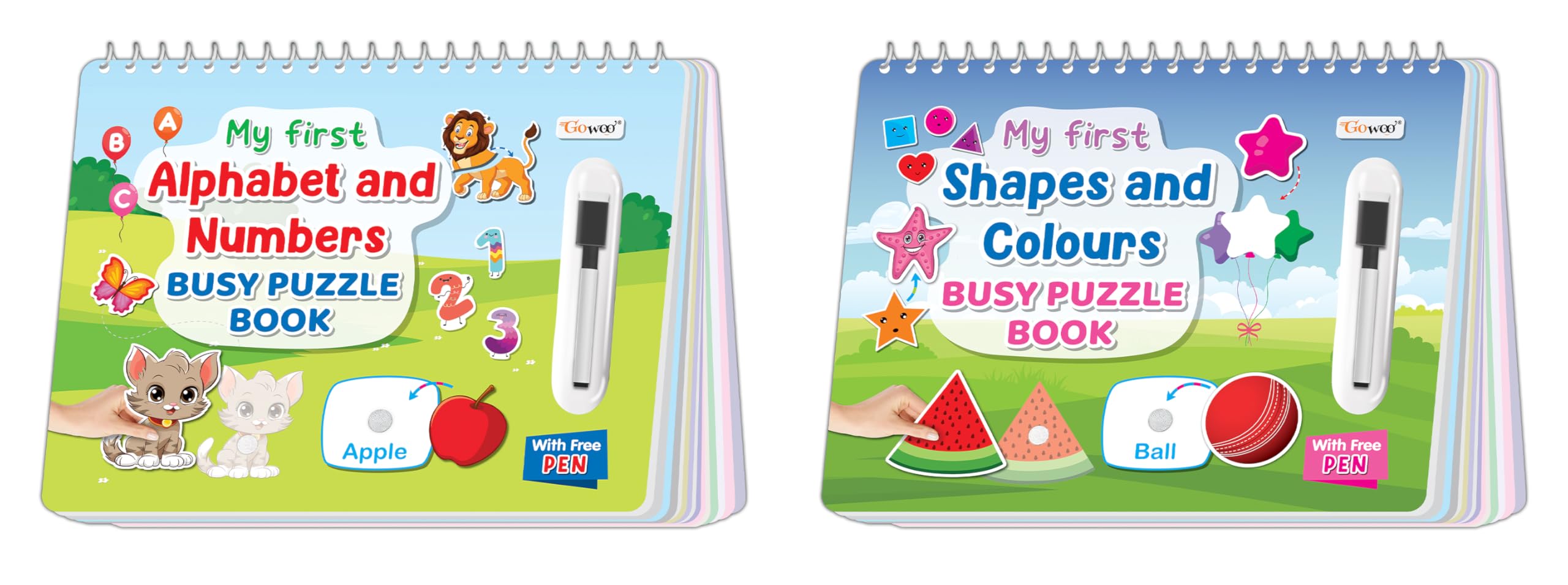 My First Alphabet & Numbers and Shapes & Colours Busy Puzzle Book : Learning Activity Book, Kids Activity Book, Montessoristyle