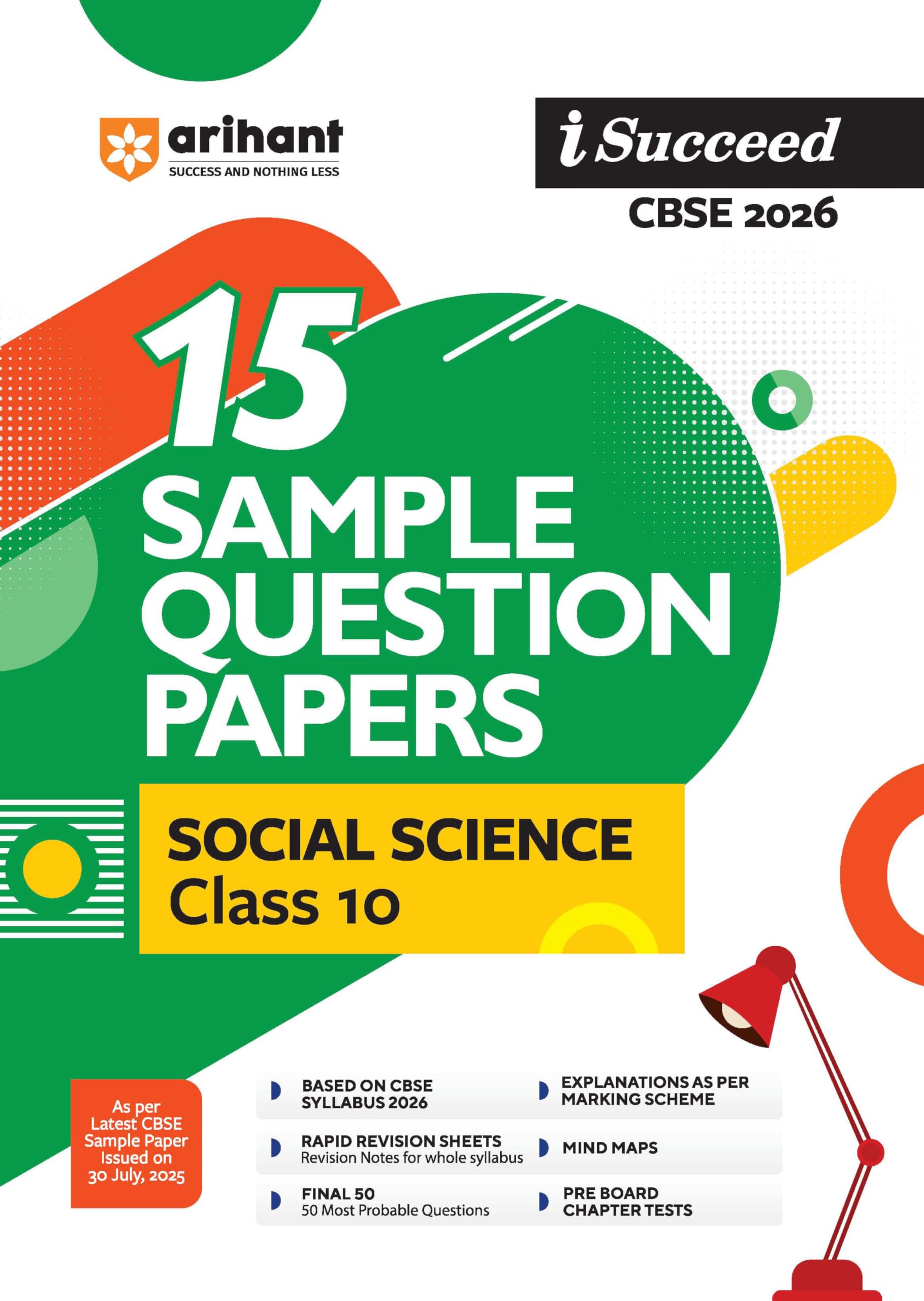 Arihant I Succeed Cbse Sample Question Papers Class 10 Social Science Exam 2026 | 15 Solved & Practice Papers | Based On Latest 