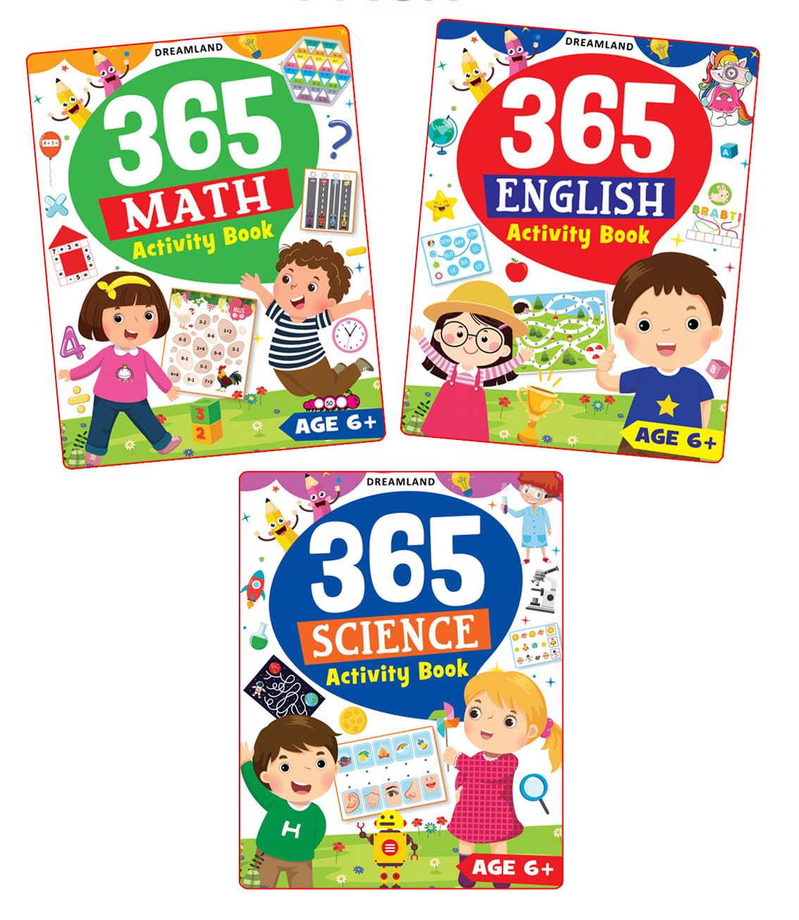 365 Activity Books Pack For Kids Age 68 Years  Set Of 3 Educational Books In English, Maths & Science With 288 Pages Of Fun Lea