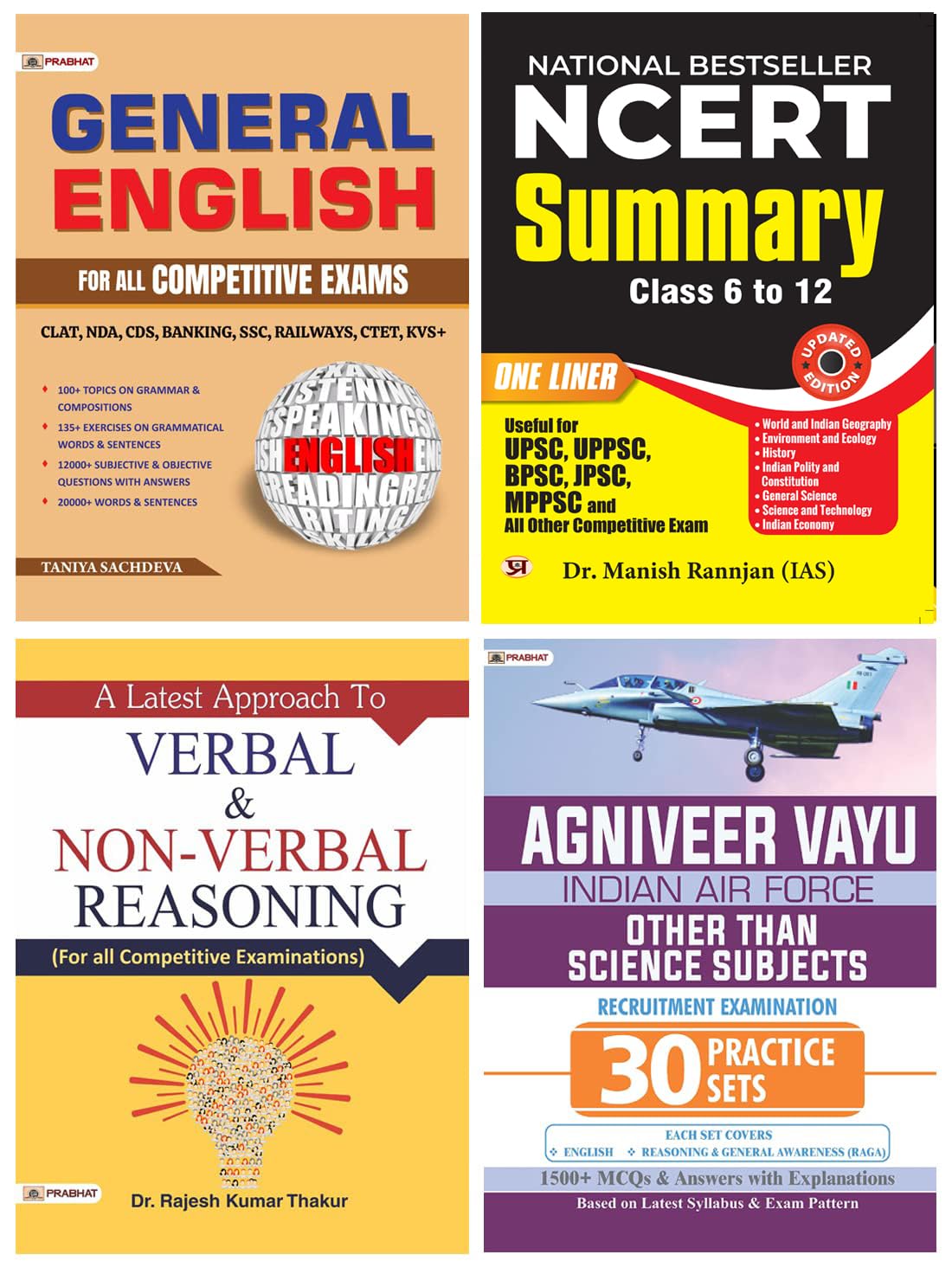 Agniveer Vayu Other Than Science Subjects) 30 Practice Sets + NCERT Summary (Class 6  12) One Liner English + General English B