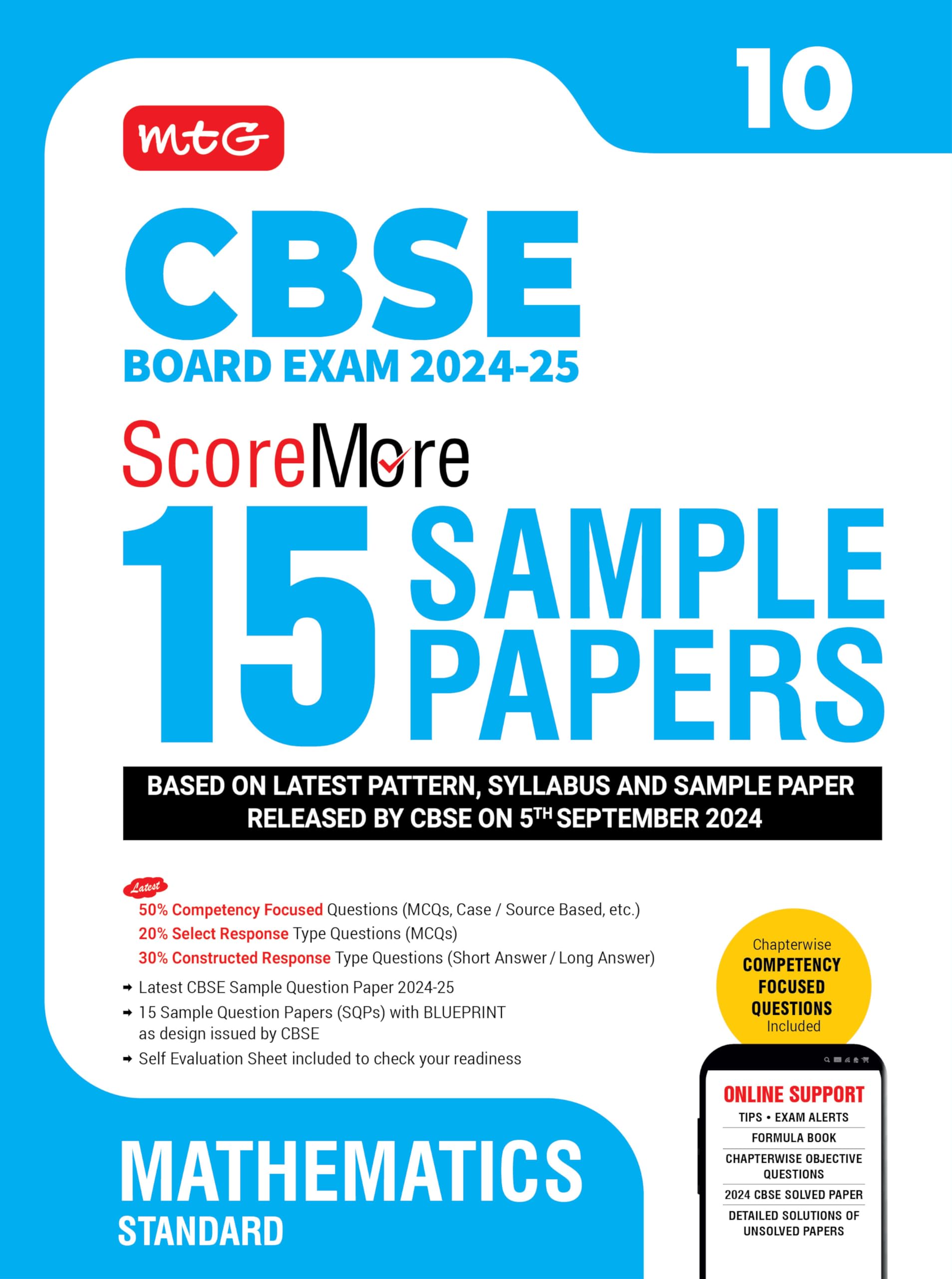 MTG CBSE Class 10 ScoreMore 15 Sample Papers Mathematics Standard Book For 2025 Board Exam | Detailed Solutions of Each Chapter 