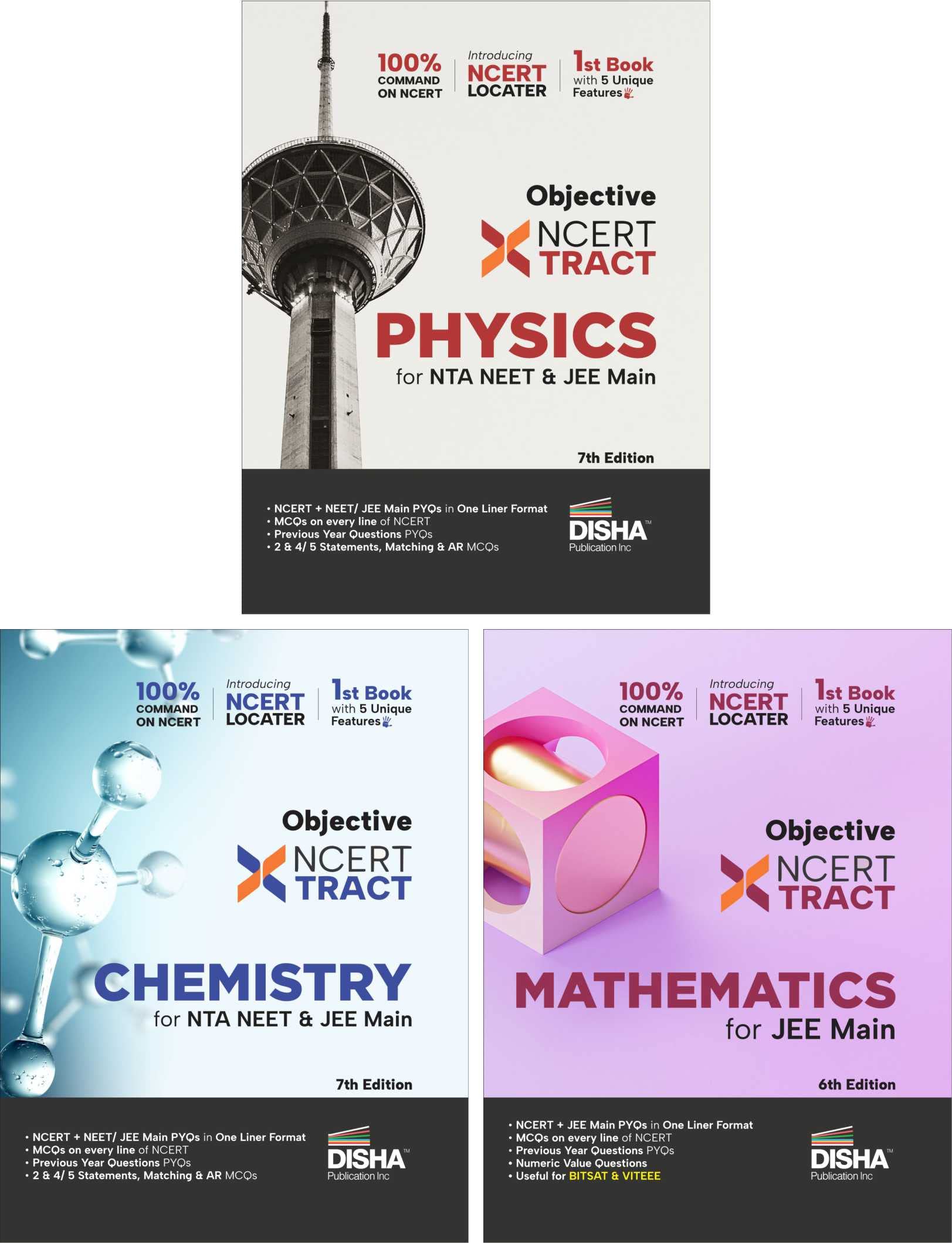 Disha Objective Ncert Xtract Physics, Chemistry, Mathematics For Nta Jee Main 7Th Edition | One Liner Theory, Mcqs On Every Line