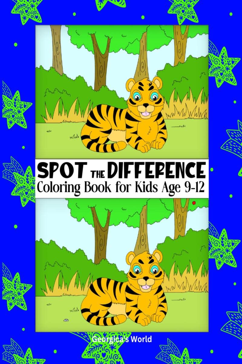 Spot the Difference Coloring Book for Kids Age 912 : Entertaining Illustrations with Animals for Children Girls and Boys