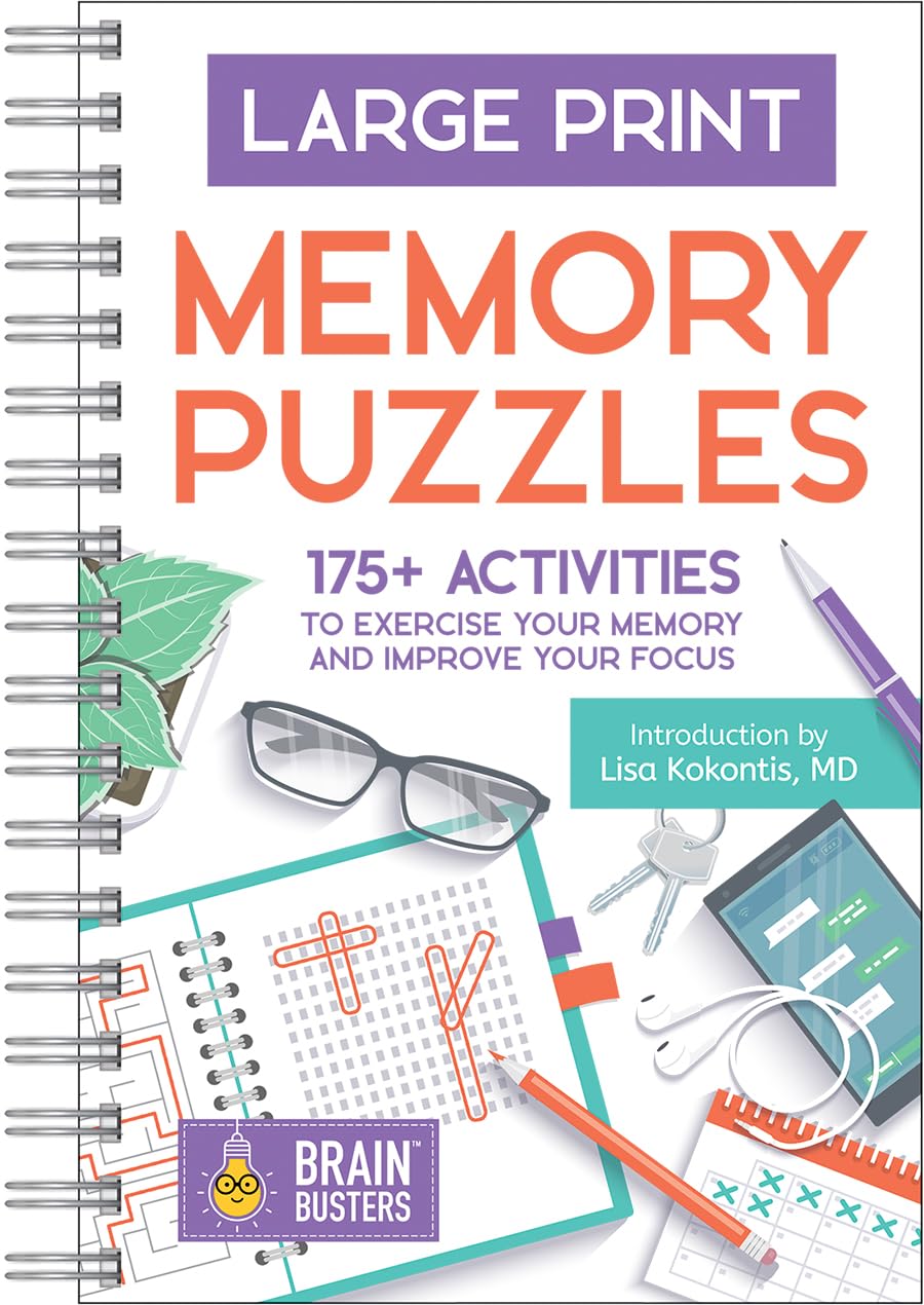 Large Print Memory Puzzles: 175+ Puzzles and Activities for Adults to Exercise Memory and Improve Focus  Includes Spiral Bound 