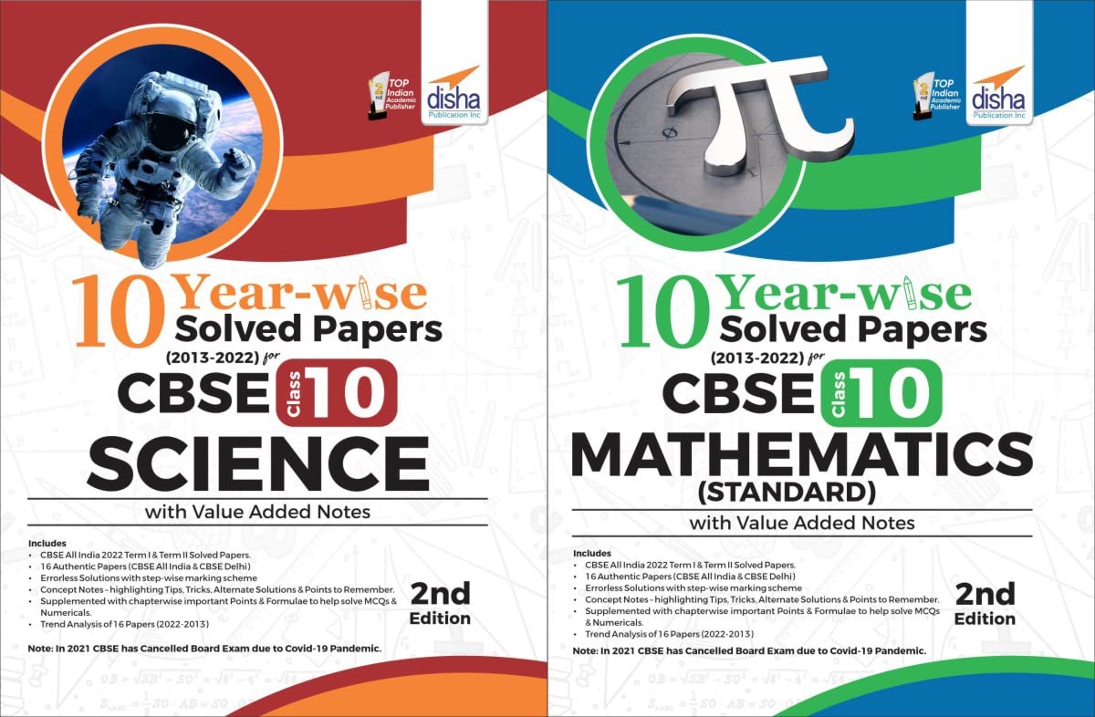 Combo 10 YearWise Solved Papers (2013  2022) For Cbse Class 10 Science & Mathematics (Standard) With Value Added Notes 2Nd Edi