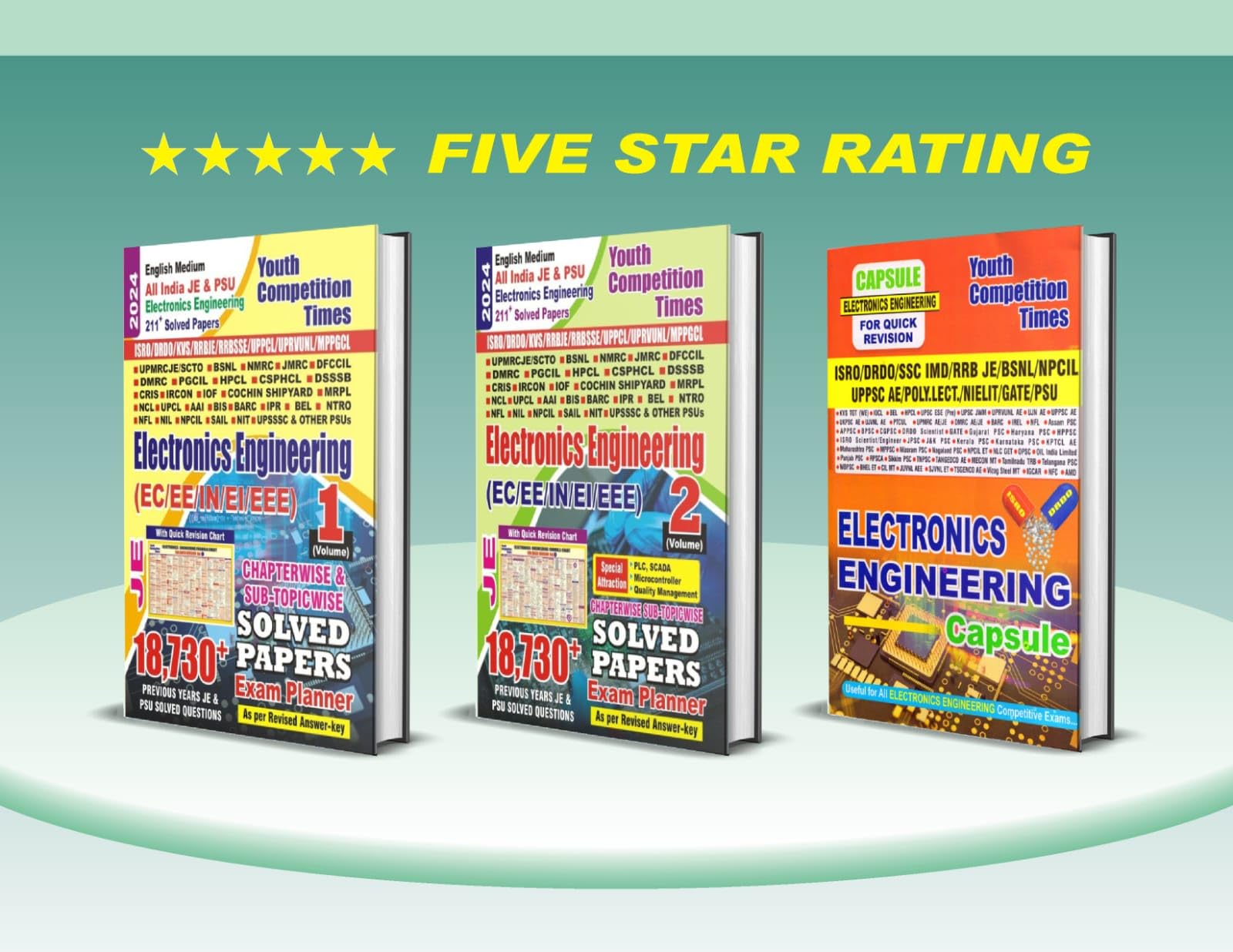Youth Competition Times Electronics Engineering JE (EC/EE/IN/EI/EEE) | Chapterwise Solved Papers | Exam Planner | Vol. 1 + 2 + C