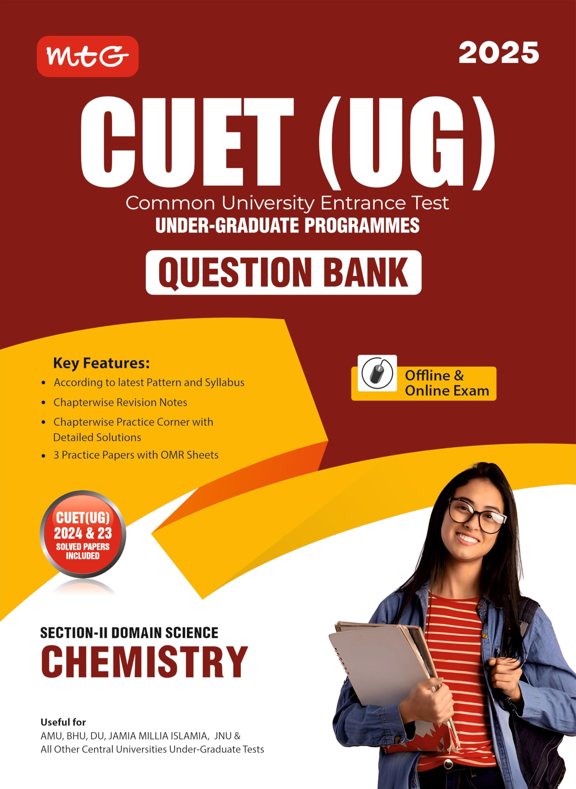 MTG NTA CUET (UG) Chapterwise Question Bank Chemistry With Practice Papers & OMR Sheet | Entrance Exam Preparation Book 2025