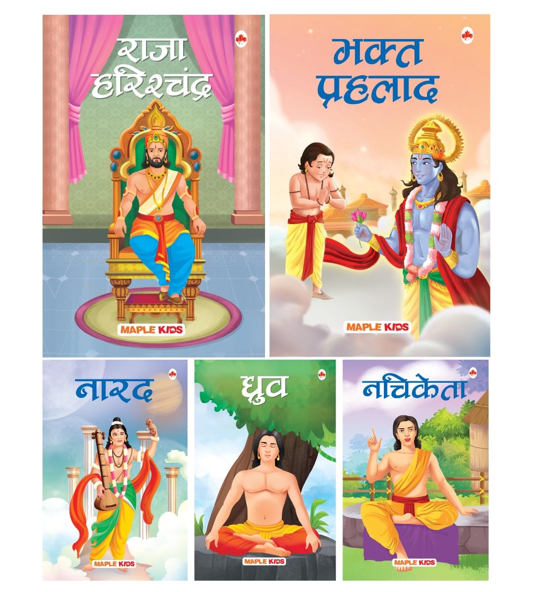 Story Books for Kids (Set of 5 Books) (Illustrated) (Hindi)  Mythology Books for Children  Nachiketa, Dhruva, Narada, Raja Har