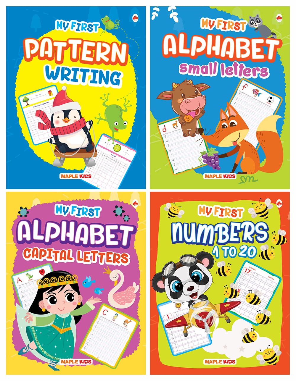 Writing Practice Books for Kids (Set of 4 Books)  Learn and Practice  Pattern Writing, Numbers 120, ABC Capital Letters, Smal