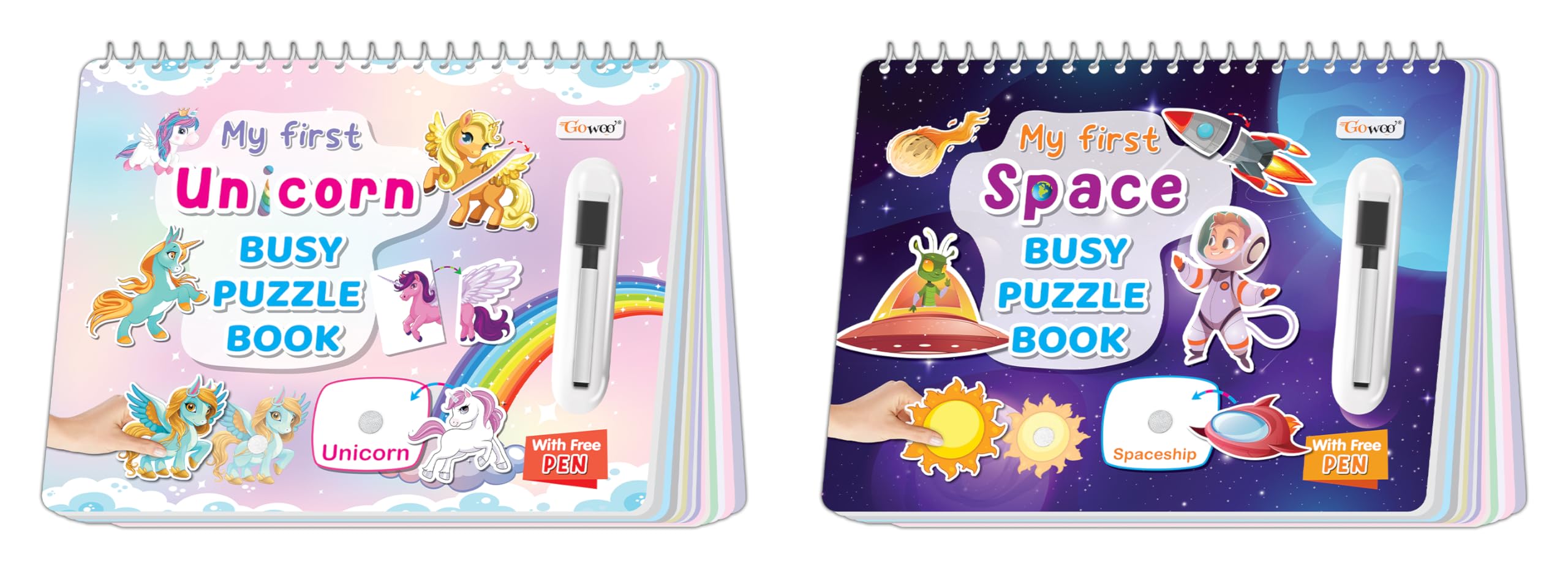 My First Unicorn and Space Busy Puzzle Book : Sticker Activities book for Toddlers, Kids Activity Book, Sticker Fun for Early Le