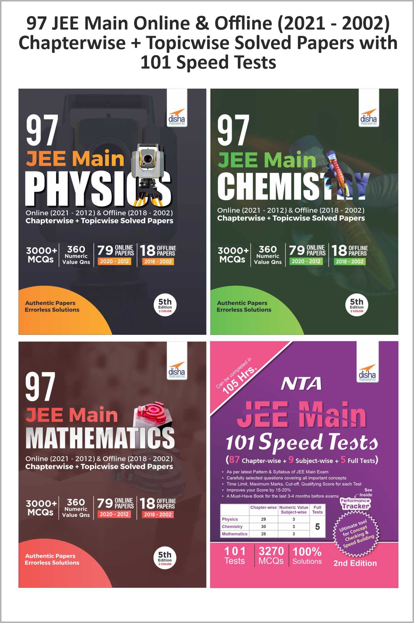 97 Jee Main Online & Offline (2021  2002) Chapterwise + Topicwise Solved Papers With 101 Speed Tests