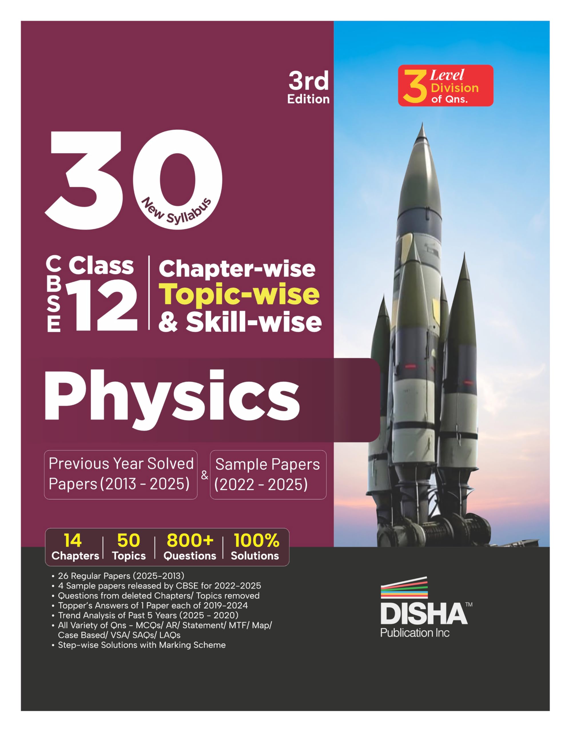 Disha 30 New Syllabus ChapterWise, TopicWise & SkillWise Cbse Class 12 Physics Previous Year Solved Papers (2013  2025) & Sa