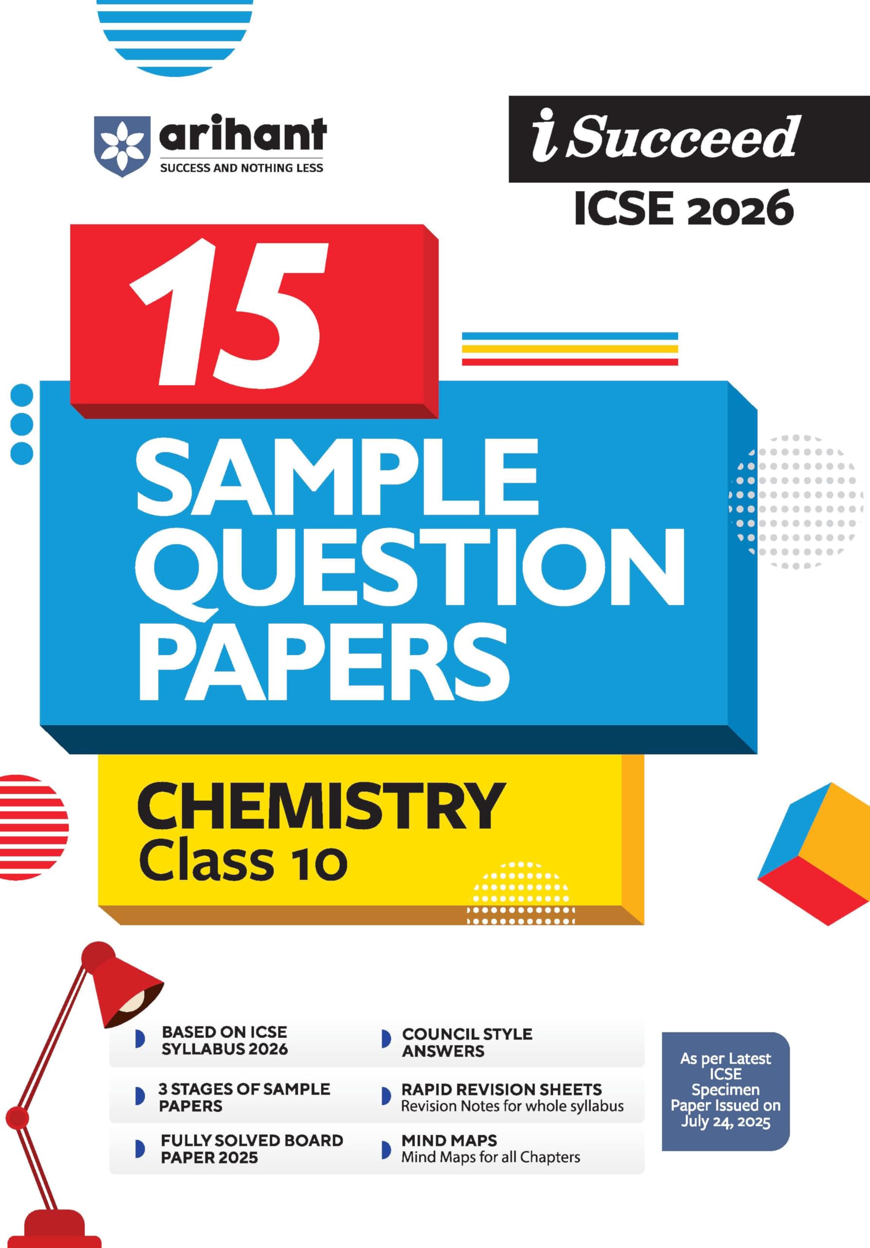 Arihant ISucceed Icse Sample Question Papers 2026 Chemistry Class 10 | 15 Sample Question Papers | Rapid Revision Sheets | 3 St