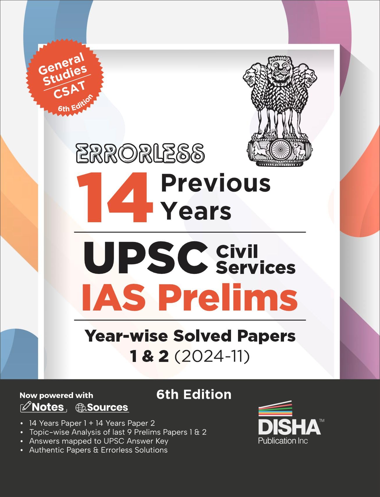 Disha Errorless 14 Previous Years Upsc Civil Services Ias Prelims YearWise Solved Papers 1 & 2 (2024  11) 6Th Edition | Genera